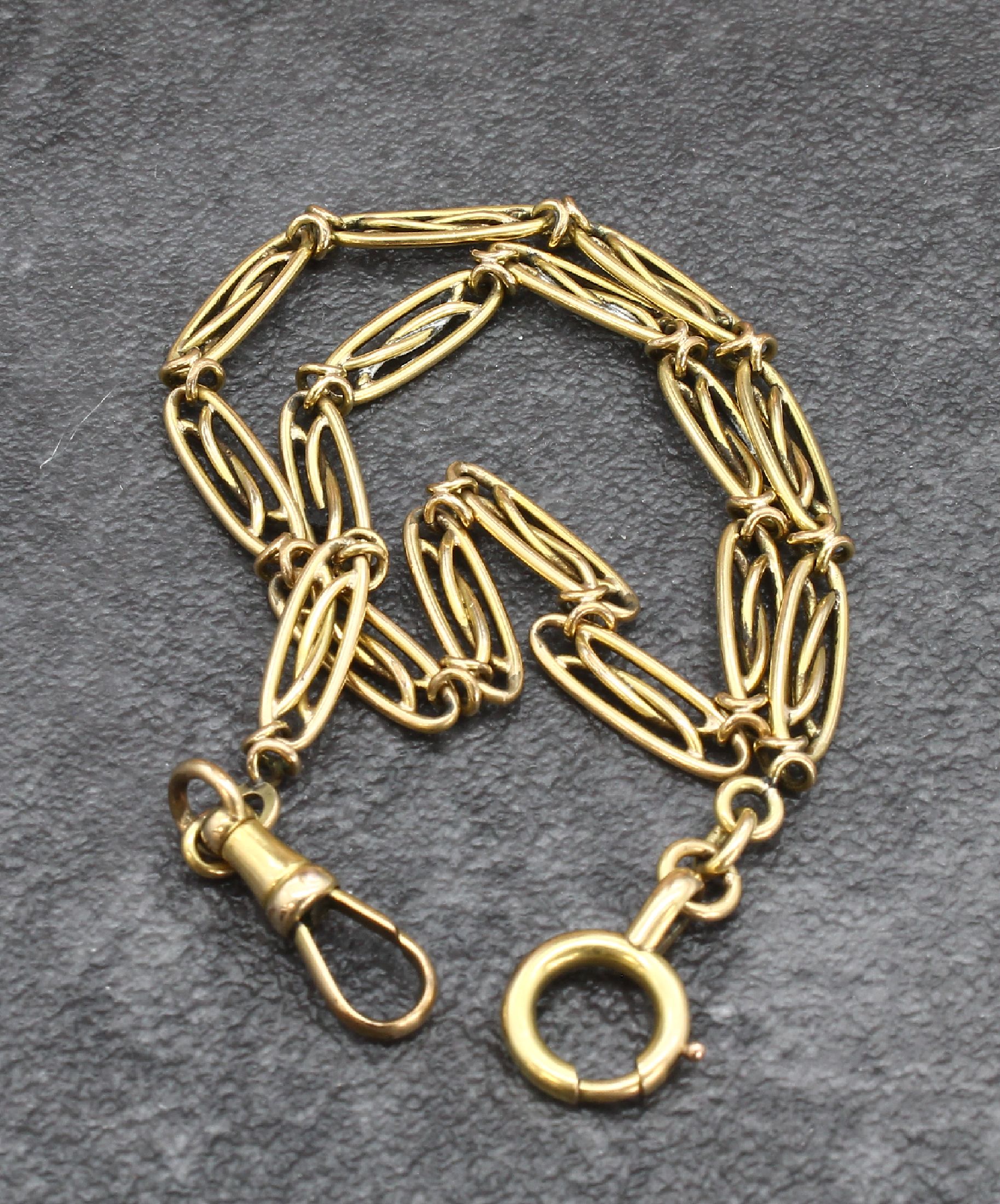 Detail b: 14 kt Gold Uhrenkette, um 1920, GG 585/000,total ca. 13.5 g, L. ca. 37 cm