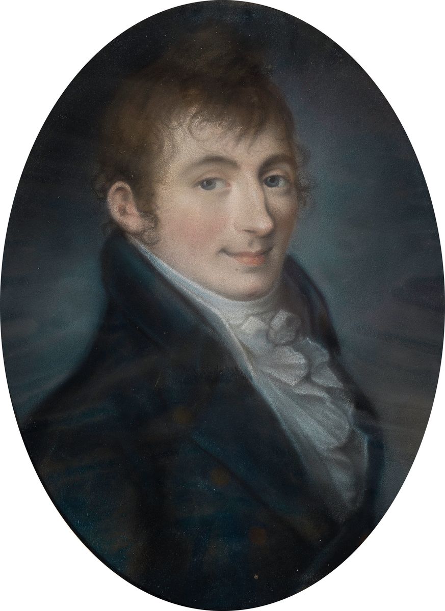 Detail a: Unbekannter Künstler des Biedermeier, um 1820-30, Paar Pendants: Porträts von Mann und Frau, Pastell, ovaler Bildausschnitt je 29x21cm, u.Gl., PP, ...