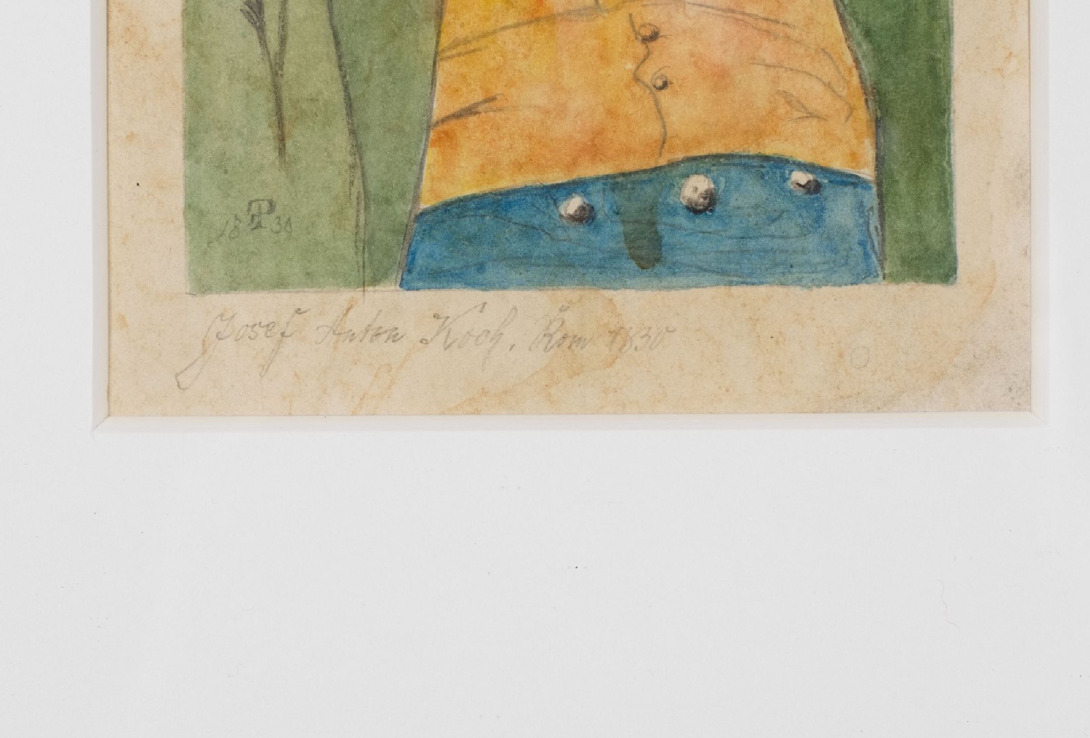 Detail a: Friedrich Preller d.Ältere, 1804-1878, Aquarell und Bleistift auf festem Papier, handschriftlich betitelt "Joseph Koch, Rom 1830", aus dem ...