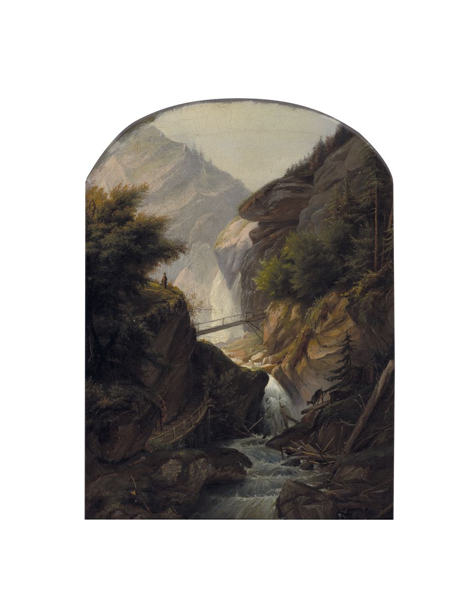 Carl Friedrich Seiffert, 1809 Grünberg - 1891 Berlin, Studium an der Akademie Berlin, Werke u.a. in der Alten Nationalgalerie, Gebirgskamm mit ...