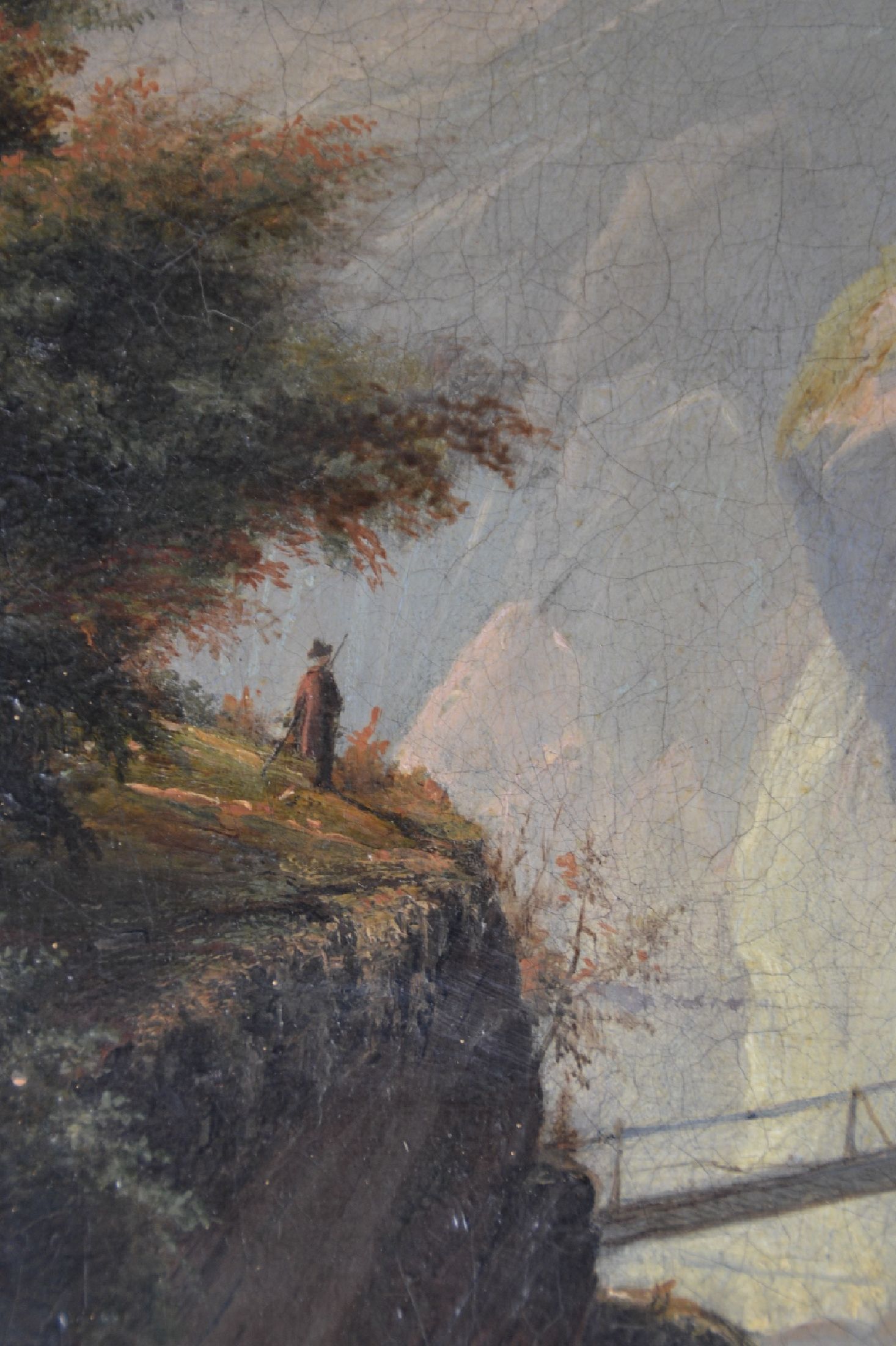 Detail c: Carl Friedrich Seiffert, 1809 Grünberg - 1891 Berlin, Studium an der Akademie Berlin, Werke u.a. in der Alten Nationalgalerie, Gebirgskamm mit ...