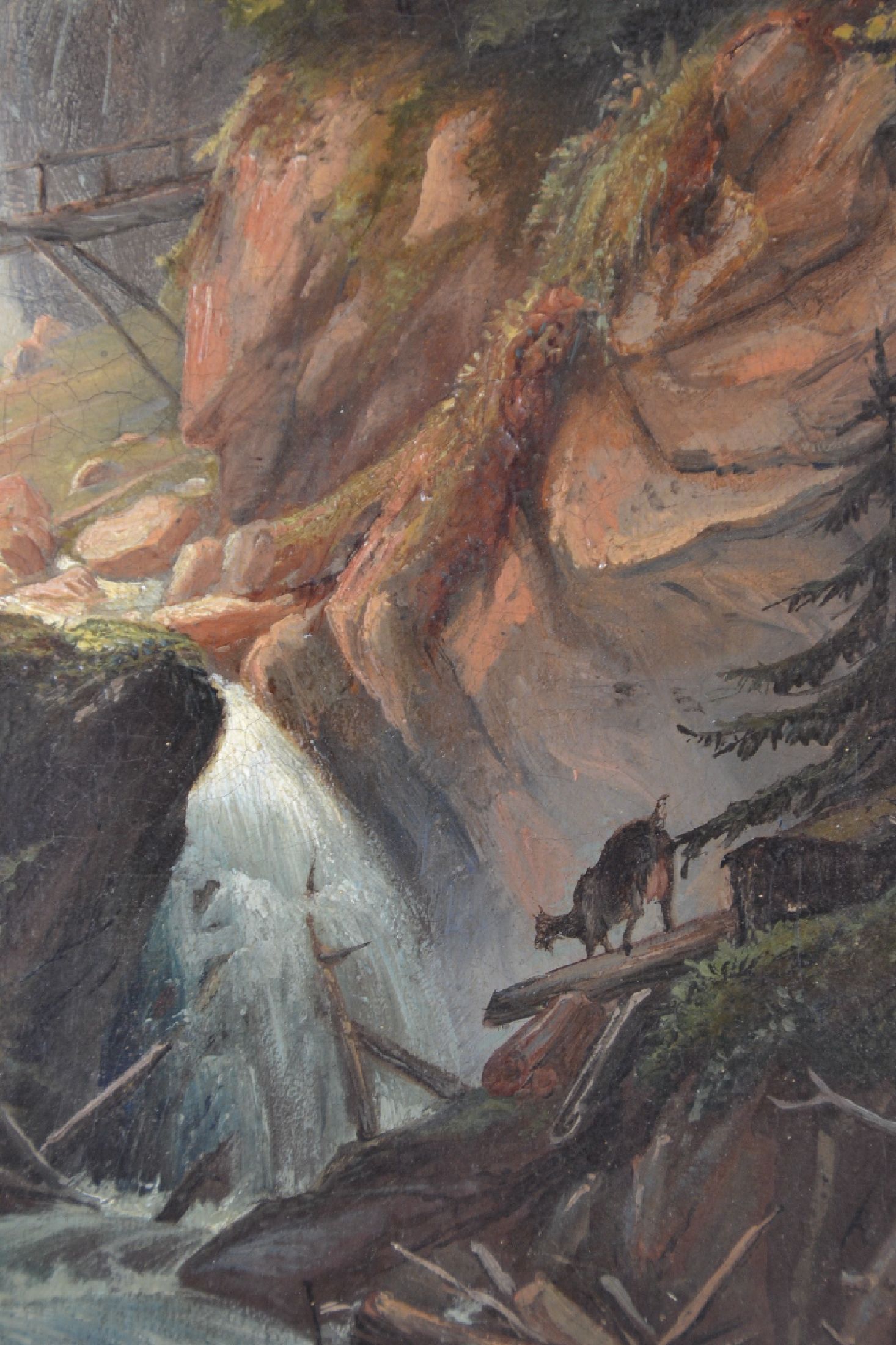 Detail d: Carl Friedrich Seiffert, 1809 Grünberg - 1891 Berlin, Studium an der Akademie Berlin, Werke u.a. in der Alten Nationalgalerie, Gebirgskamm mit ...