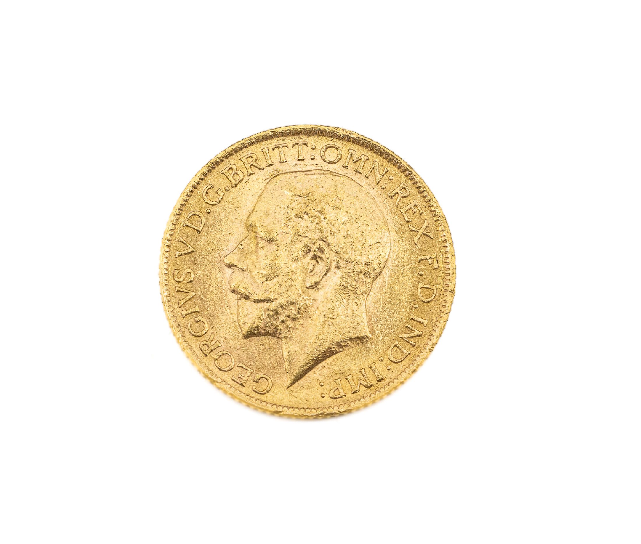 Goldmünze Sovereign, England 1913, König Georg V., RV: Heiliger Georg hoch zu Ross im Kampf mit dem Drachen