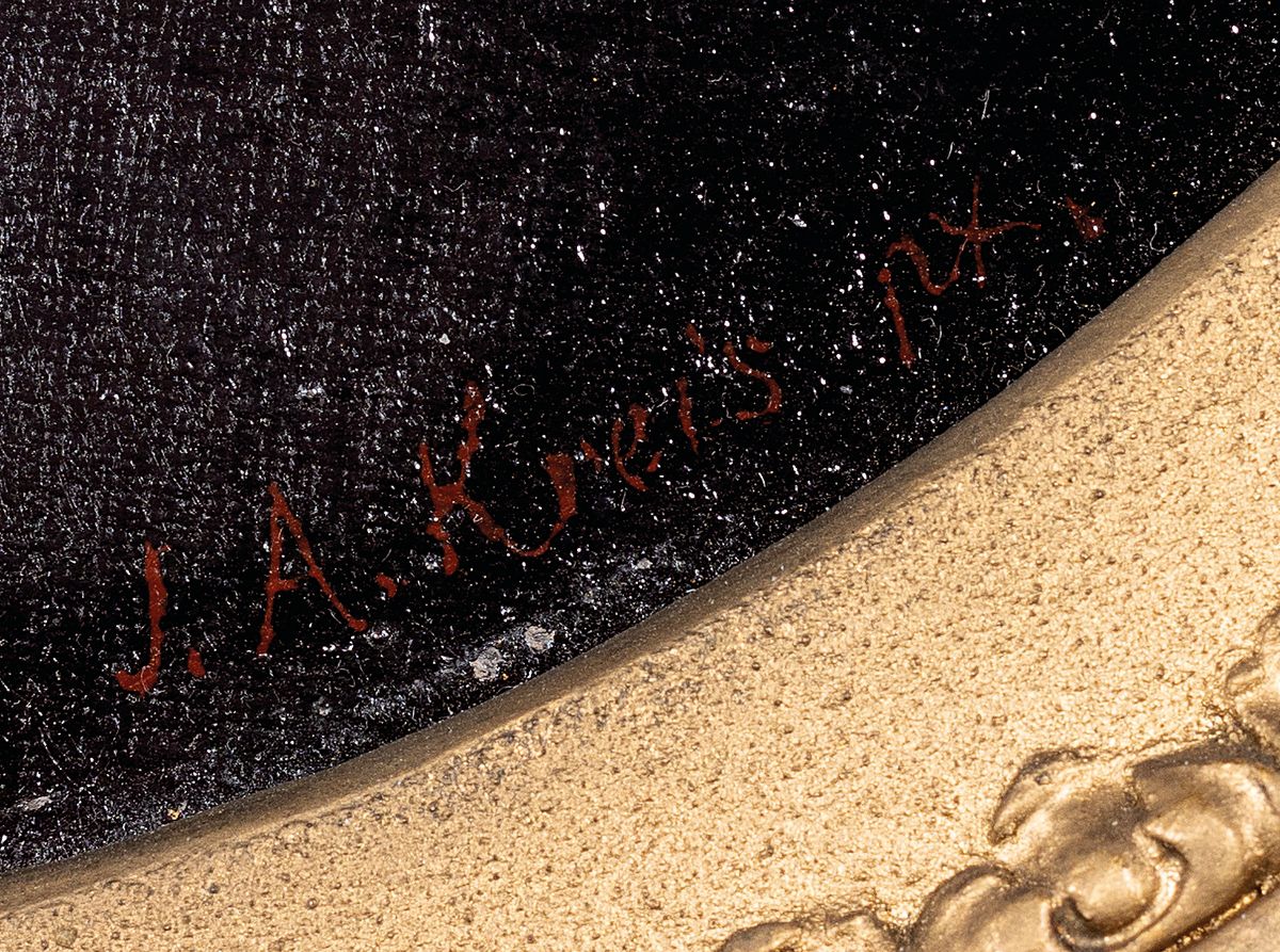 Detail a: J.A. Kreis, 19. Jh., Porträt des Mainzer Bischofs Wilhelm Emmanuel von Ketteler (1811- 1877), als Sozialbischof bekannt, bereitete er die Hinwendung ...