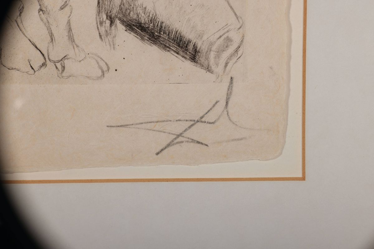 Detail a: Salvador Dali, 1904-1989, Aquarell über Radierung auf edlem, unbeschnittene Japan nacre Papier, golderhöht, Unikatcharakter, handsign., num. ...