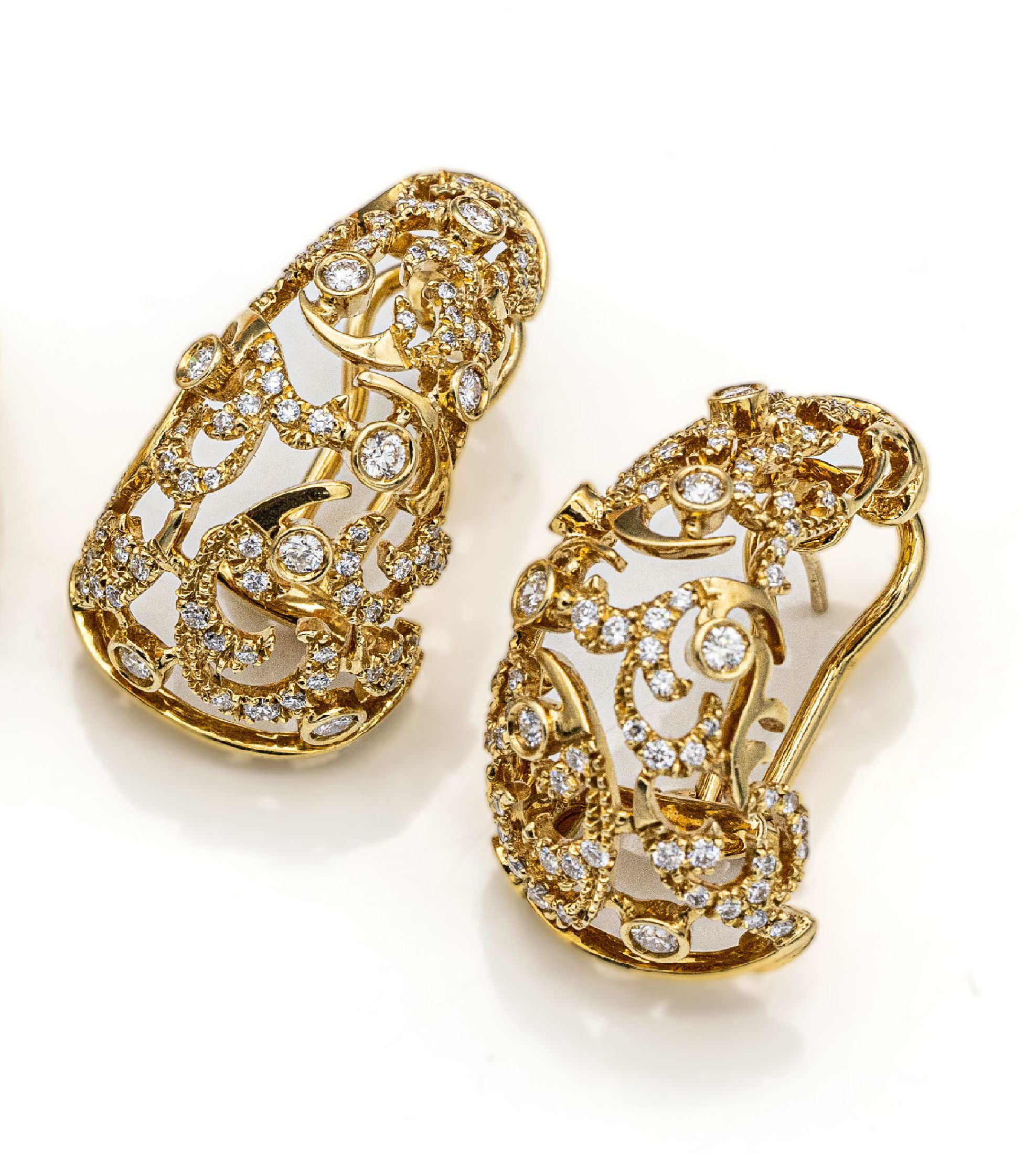 Detail a: STEFAN HAFNER 18 kt Gold Brillant-Schmuckset, GG 750/000, best. aus: Anhänger Durchm. ca.5 cm, Ring RW 55, hoher Aufbau und Paar Ohrstecker mit ...