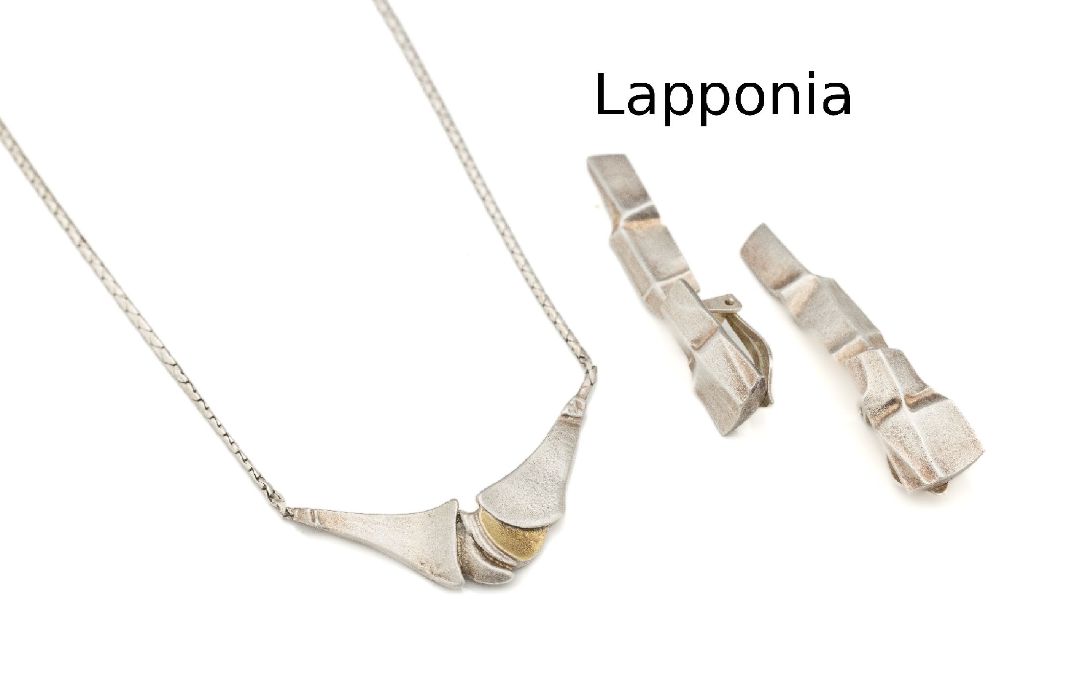 Konvolut LAPPONIA Schmuck, 925er Silber, best. aus: Paar Ohrclips L ca. 5 cm, beweglichCollier (unsign.) L ca. 42 cm, Karabinerschließe