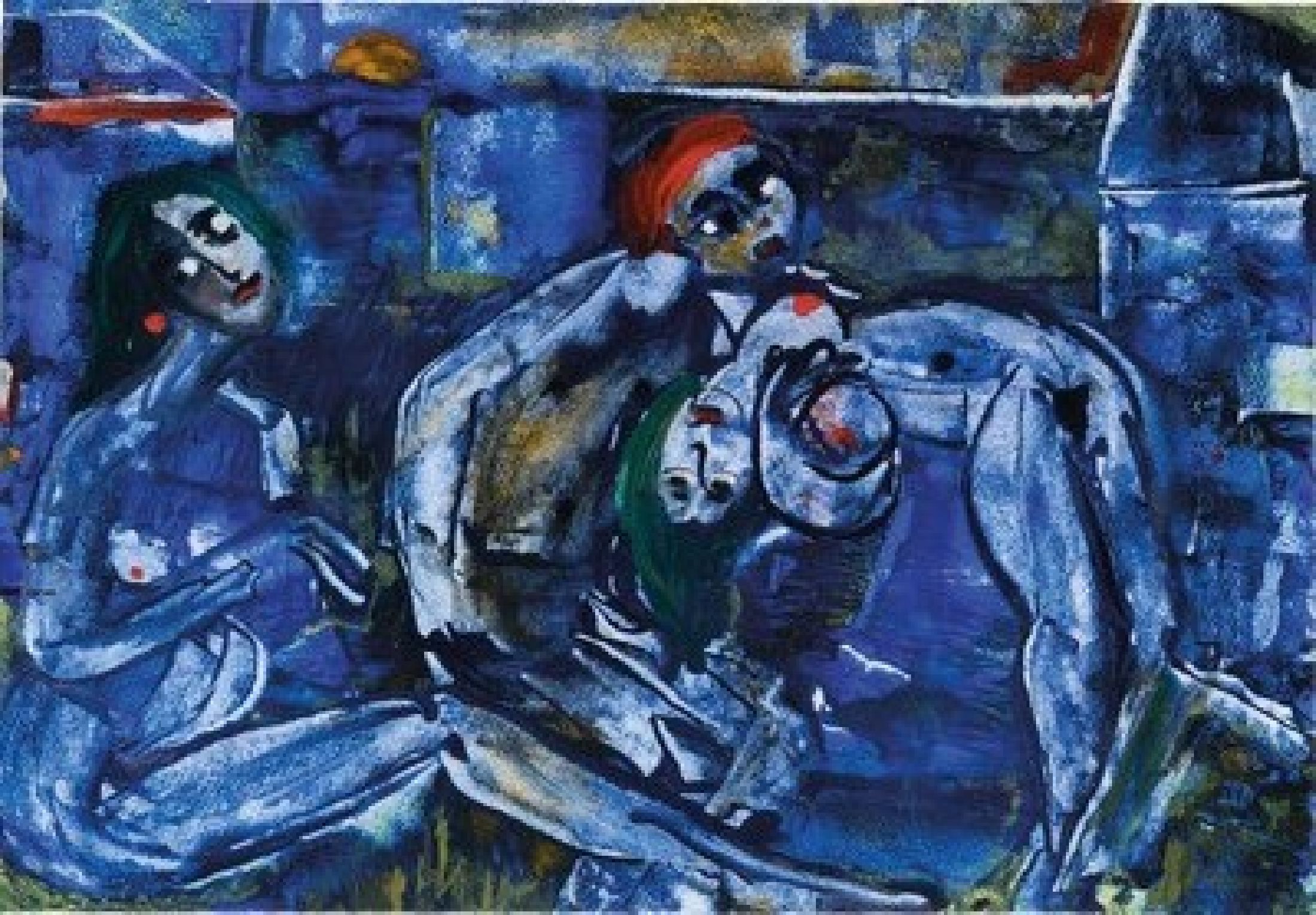 Ingrid Berger, geb. 1931 Reutlingen, Die Blaue Nacht. Temopera auf Papier, rechts unten signiert und dat. 88, ca. 34x50cm, PP, u.Gl., R. ca. 50x70cm