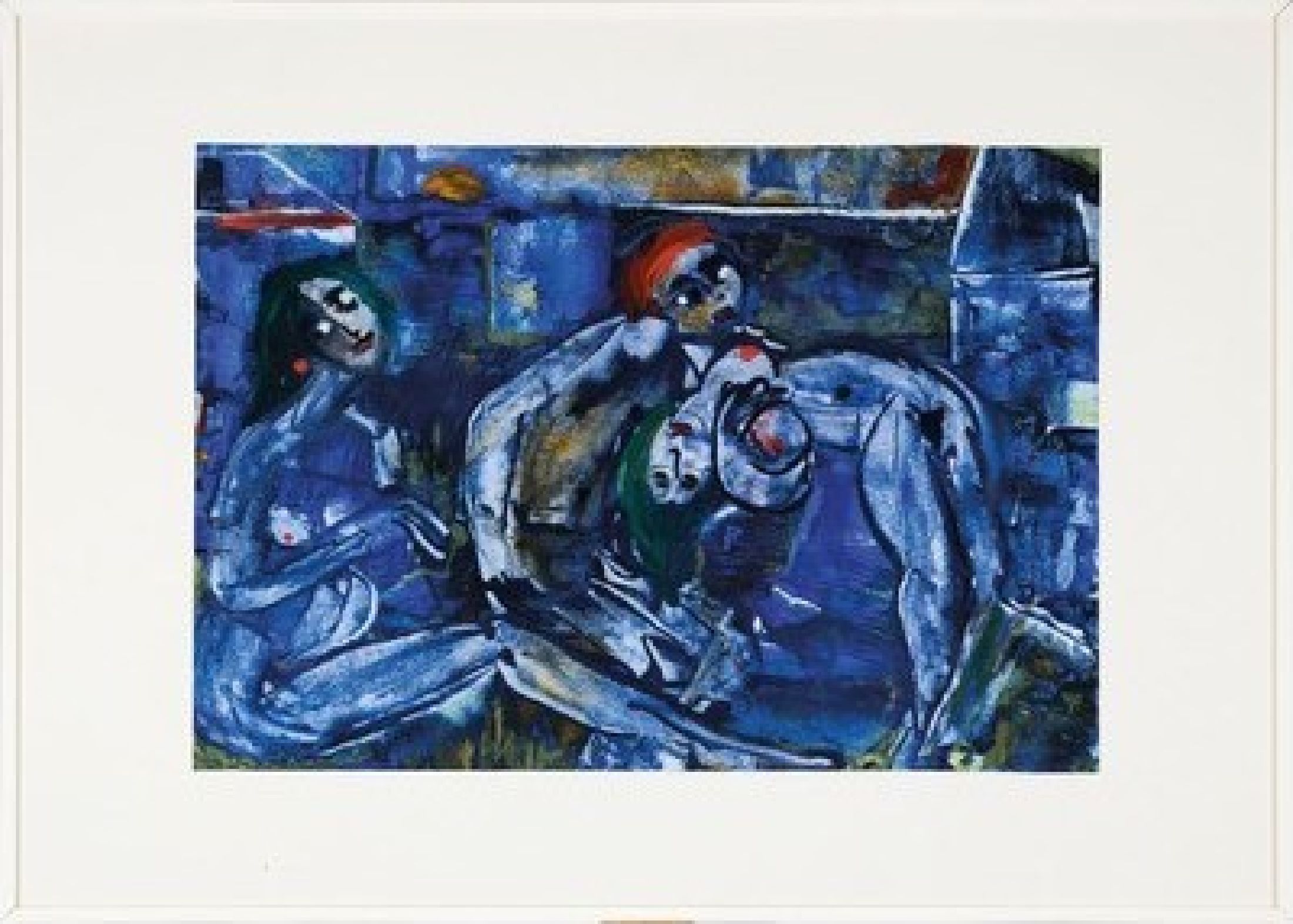 Detail k: Ingrid Berger, geb. 1931 Reutlingen, Die Blaue Nacht. Temopera auf Papier, rechts unten signiert und dat. 88, ca. 34x50cm, PP, u.Gl., R. ca. 50x70cm