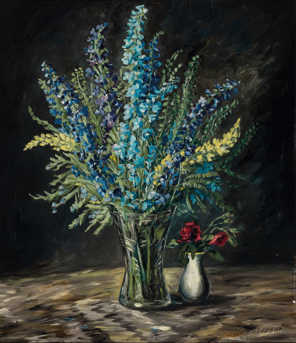 August Croissant, 1870-1941 Landau, Blumenstillleben, Öl/Holz, rechts unten signiert, ca. 60x70cm, R. ca. 80x70cm