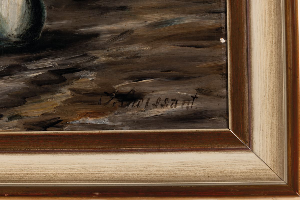 Detail a: August Croissant, 1870-1941 Landau, Blumenstillleben, Öl/Holz, rechts unten signiert, ca. 60x70cm, R. ca. 80x70cm
