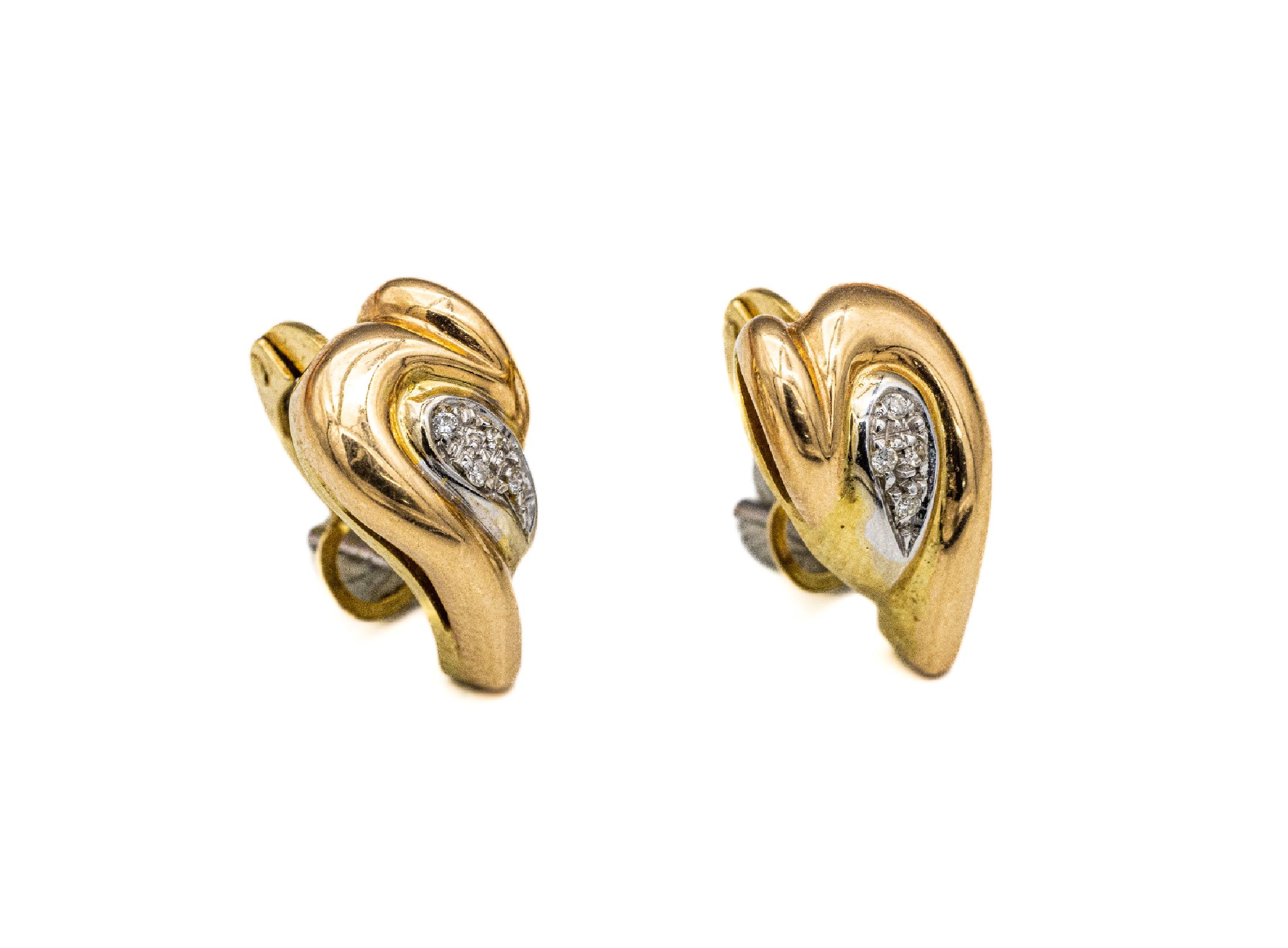 Paar 18 kt Gold Diamant Ohrhänger, GG/WG 750/000, in WG gefasste Diamanten zus. ca. 0.16 ct Weiß/si, ca. 8.1 g