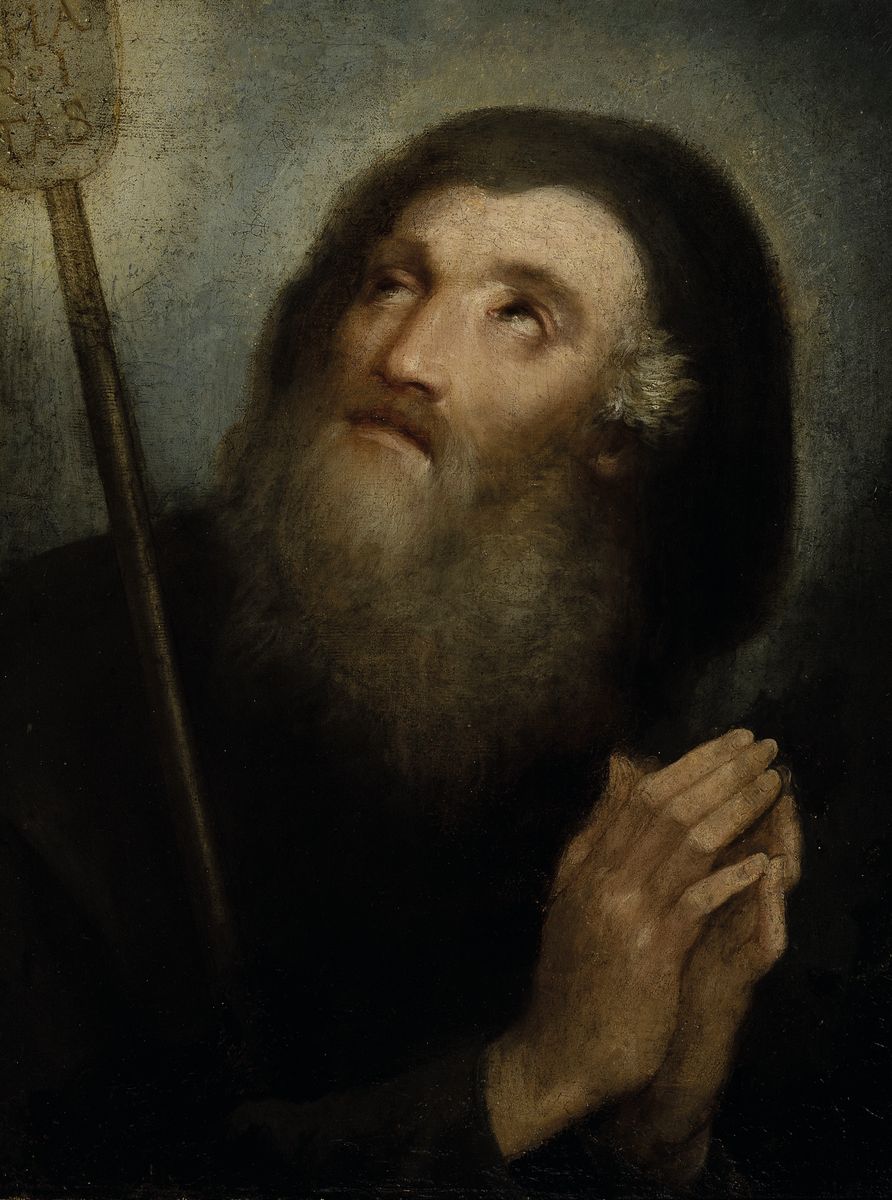 Unbekannter, wohl niederländischer Künstler um 1760-1780, Porträt eines Apostels, Öl/ Lwd, rest., doubl., ca. 46x35cm, R. ca. 66x54cm