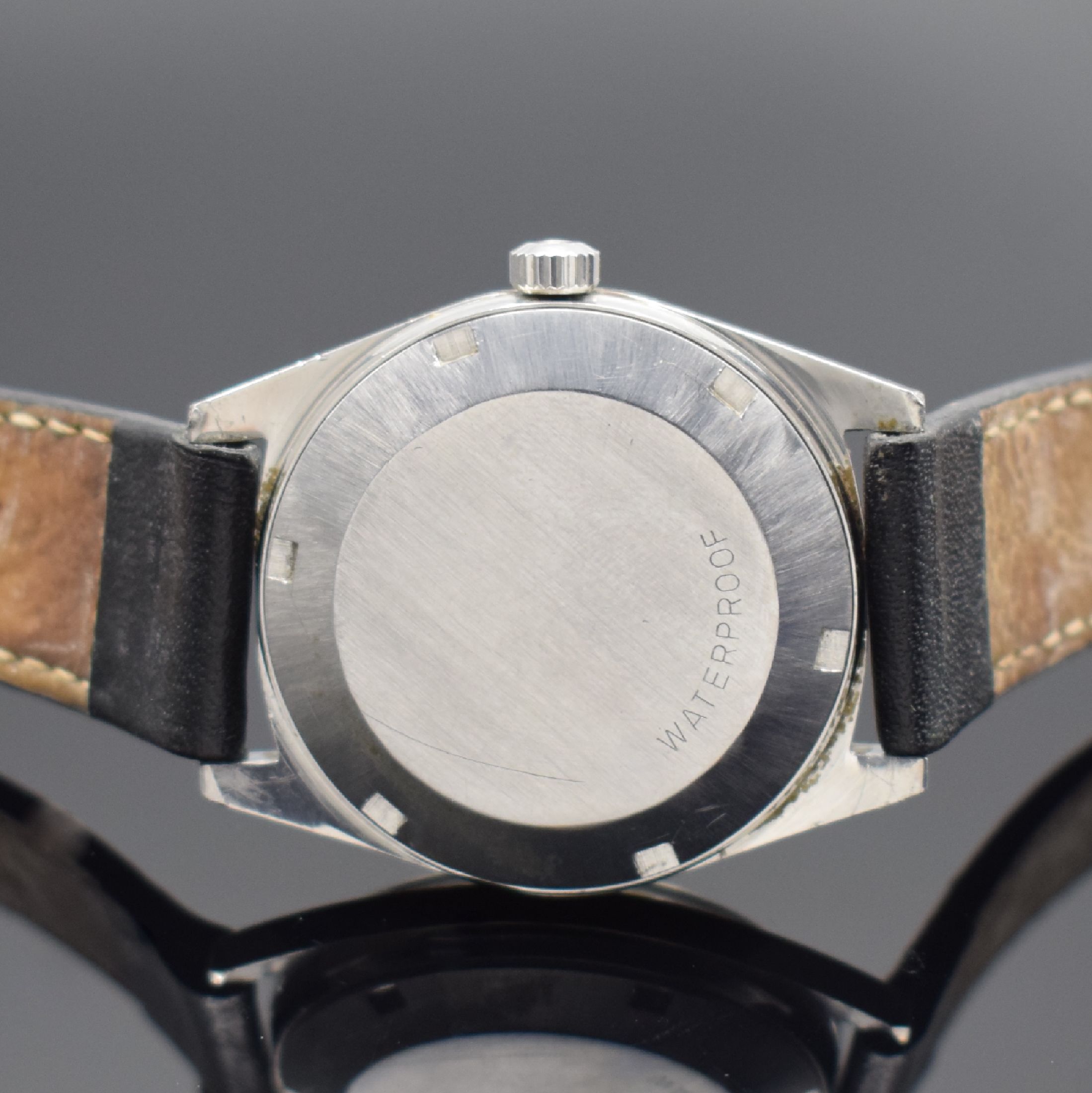 Detail c: OMEGA Geneve Herrenarmbanduhr in Stahl Referenz 166.041, Schweiz um 1969, Automatik, verschr. Geh., orig. Glas und Krone, silb. Zifferbl. pat., silb. ...