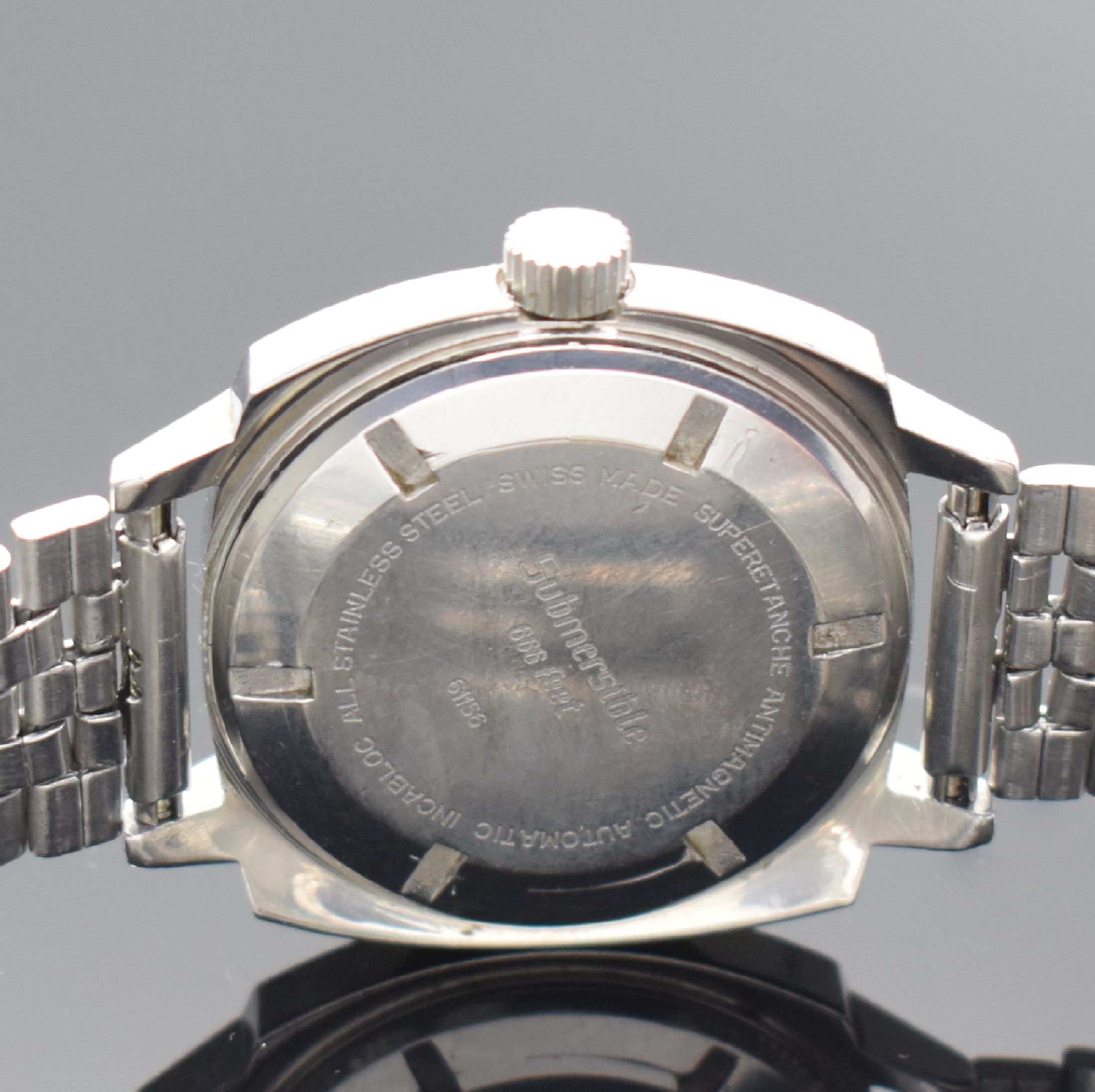 Detail c: DUGENA Submersible 666 Feet ausgefallene und seltene Taucheruhr in Stahl Referenz 61156, Schweiz um 1970, Automatik, verschr. Geh., neutr. Stahlband, ...