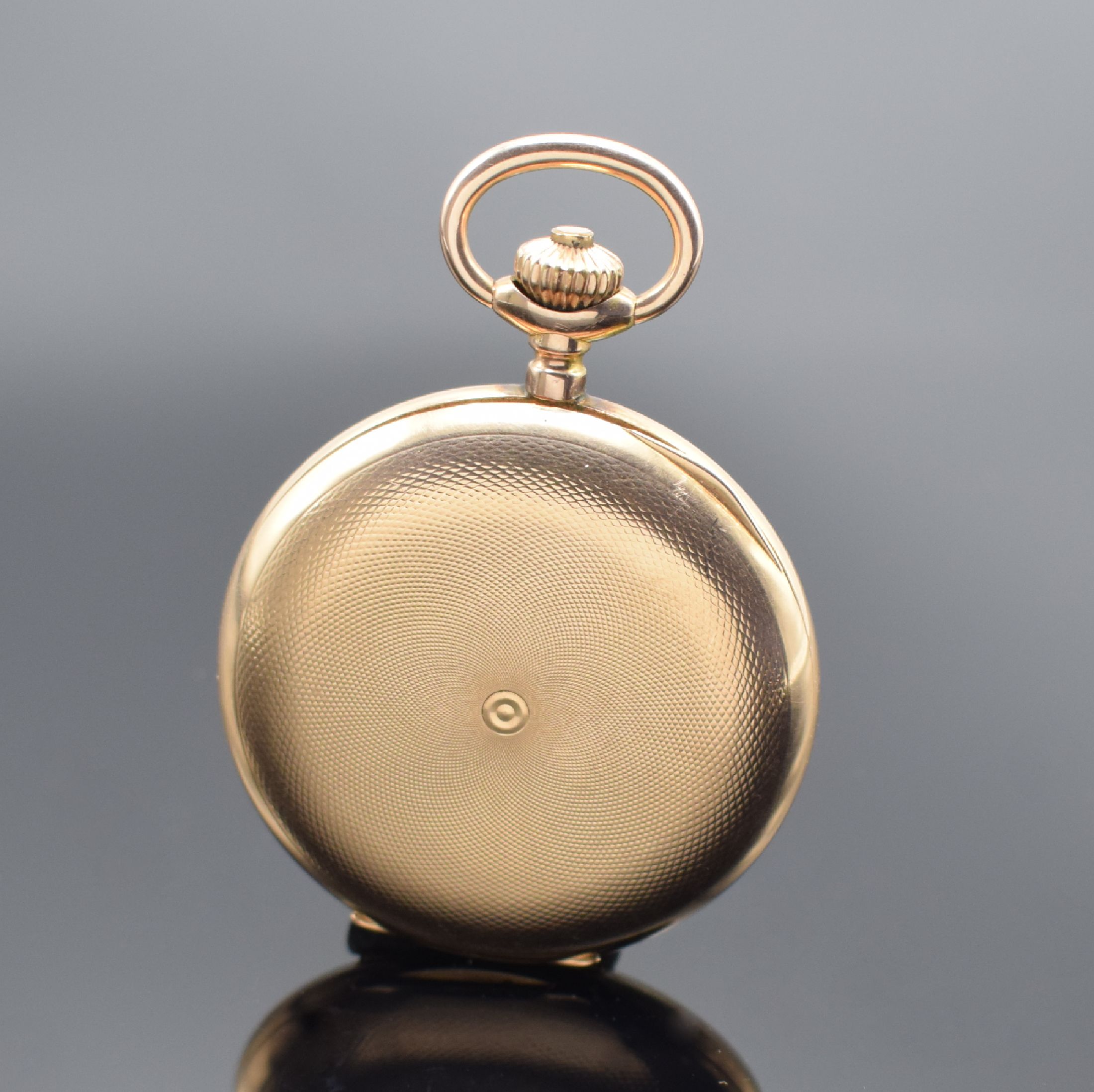 Detail c: C. EIGENMANN NÜRNBERG Savonette Herrentaschenuhr in RG 585/000, Schweiz/Deutschland um 1908, guill. 3-Deckel Goldgeh. l. dell., Sprungdeckel m. ...