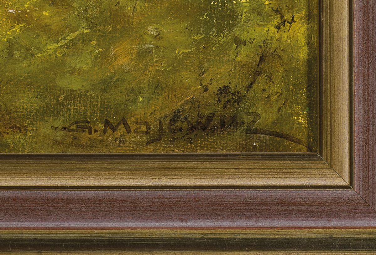 Detail a: Georg Majewicz, 1897 Polowice/Polen-1973 Münchberg, ruhendes Reh, rechts unten signiert, Öl/Lwd, 24x30 cm, Rahmen, 38x45 cm