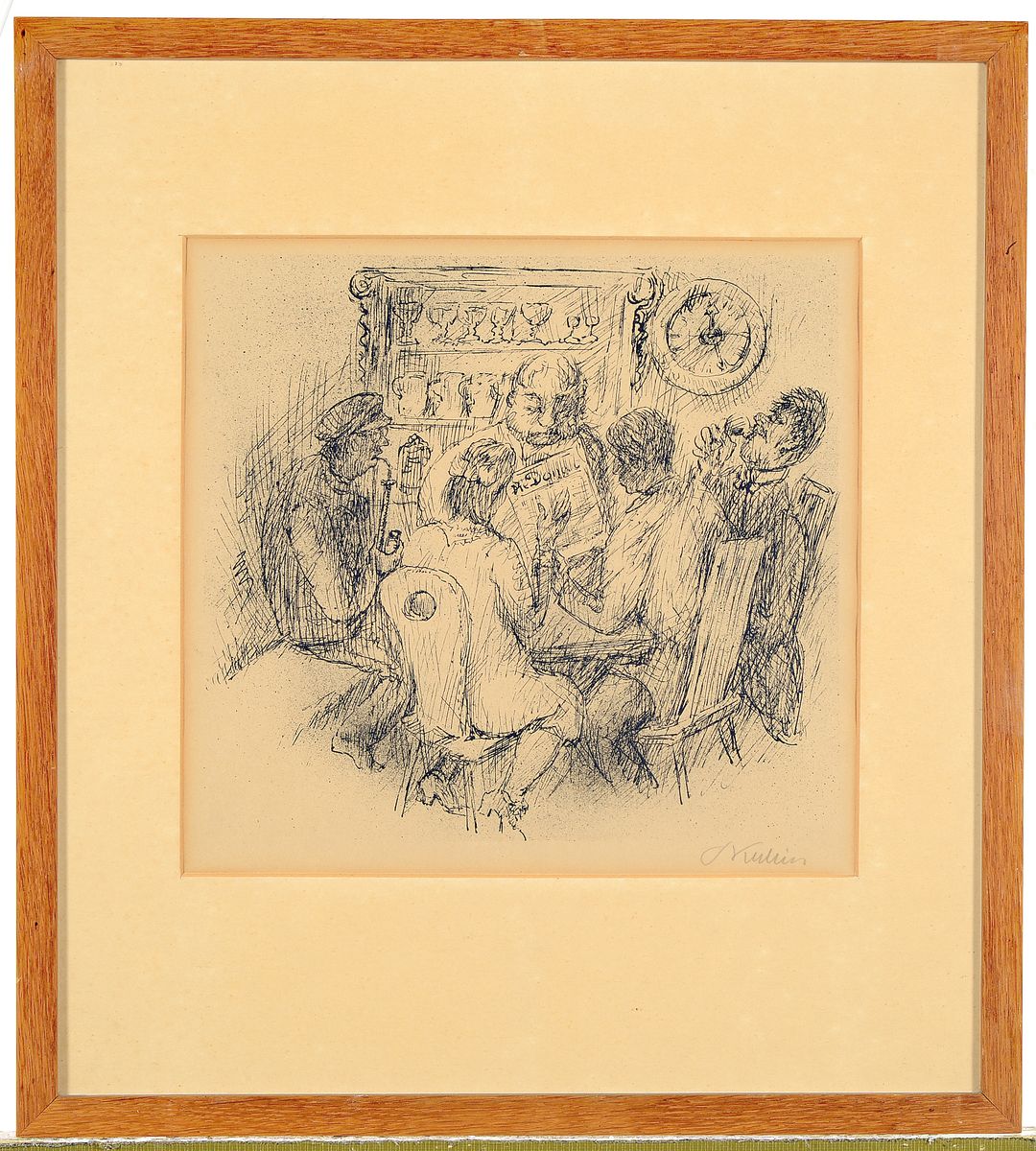 Detail k: Alfred Kubin, 1877 in Leitmeritz, Böhmen - 1959 in Zwickledt, zwei Lithografien, das Testament und Gasthausgespräche im Böhmerwald, beide ...