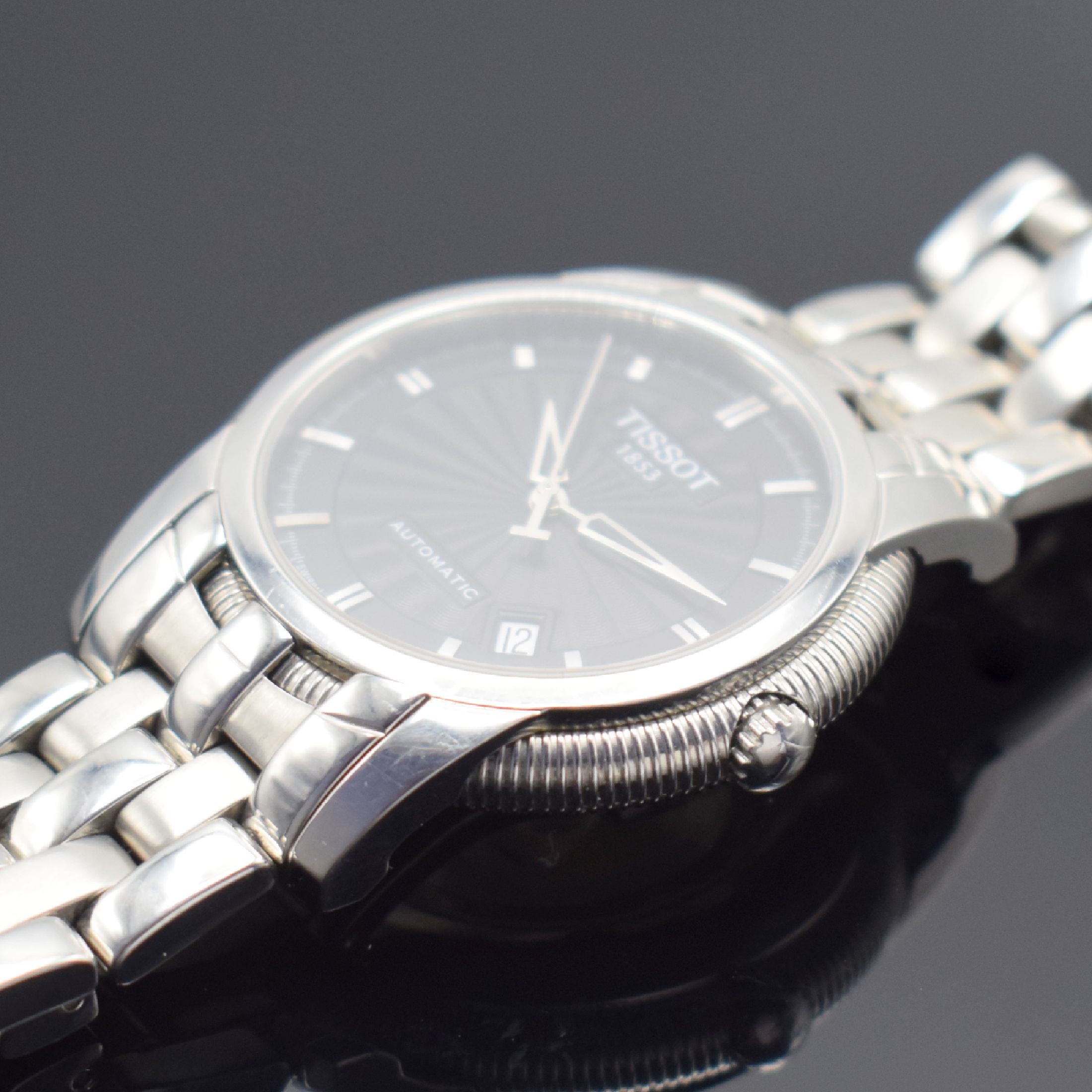 Detail c: TISSOT Armbanduhr Ballade 3 Referenz R463/363, Automatik, Schweiz um 2000, Edelstahlgeh. inkl. Gliederband m. dopp. Faltschl., beids. vergl., Boden ...