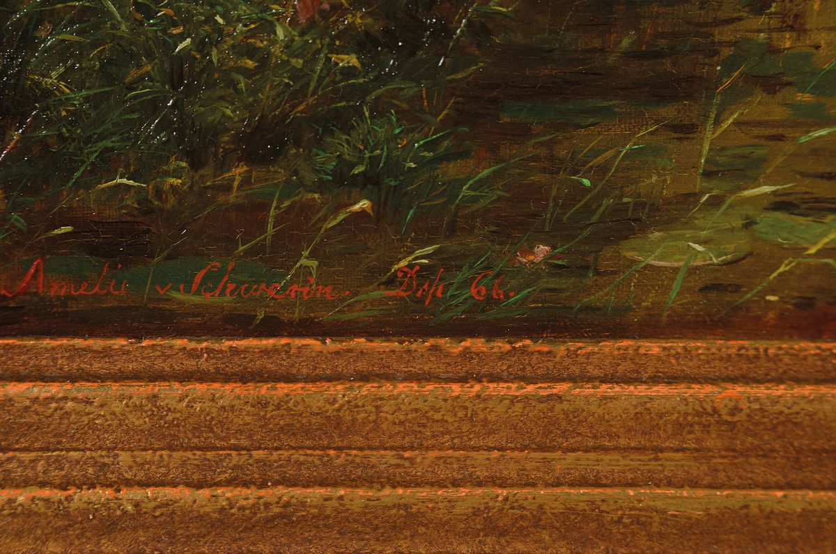 Detail a: Amalie Ulrike von Schwerin, 1819 Schonen/Schweden-1897 Düsseldorf, 1855-58 Ausbildung bei H.F. Gude und A. Tiedemand in Düsseldorf, Weiterbildung ...