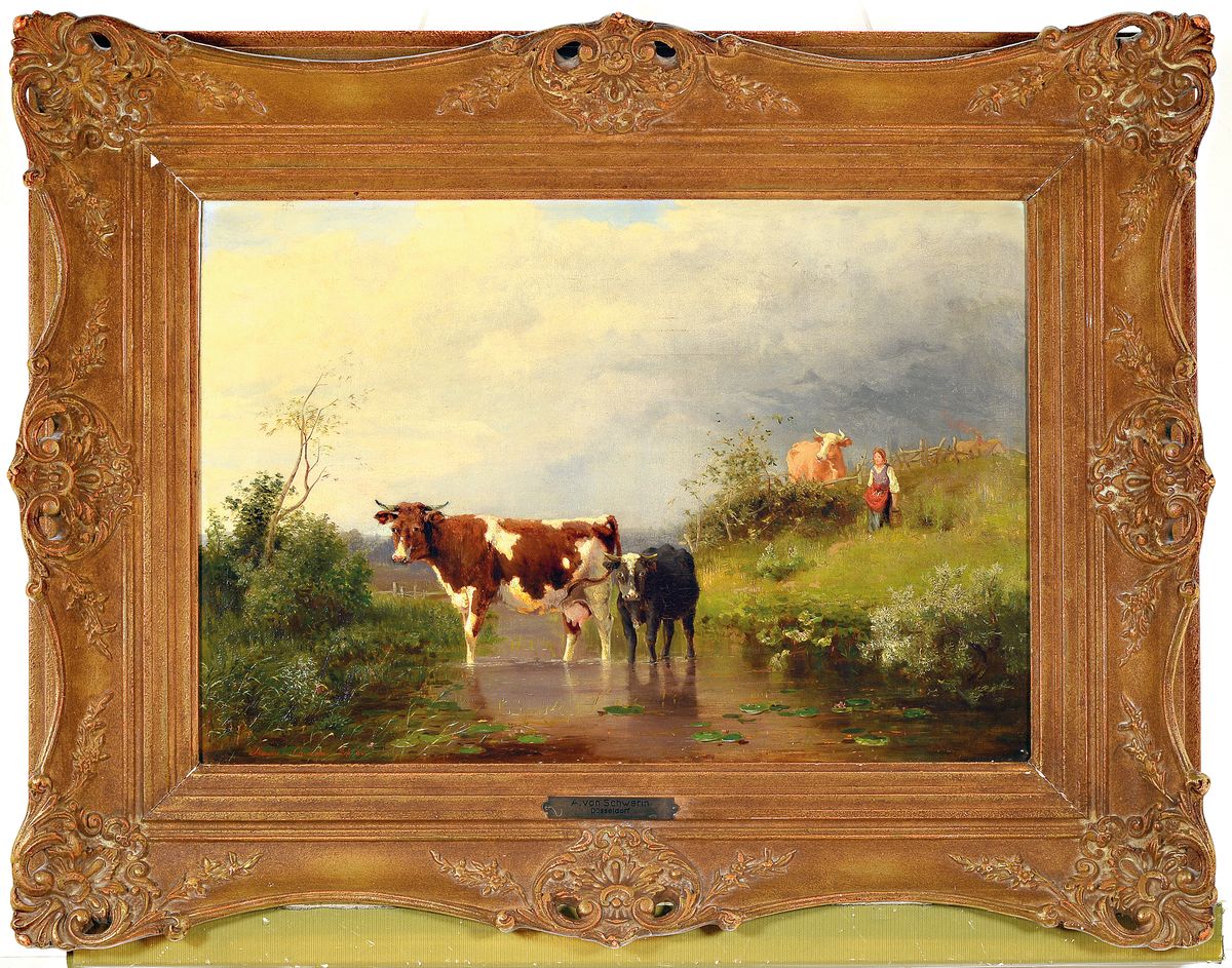 Detail k: Amalie Ulrike von Schwerin, 1819 Schonen/Schweden-1897 Düsseldorf, 1855-58 Ausbildung bei H.F. Gude und A. Tiedemand in Düsseldorf, Weiterbildung ...