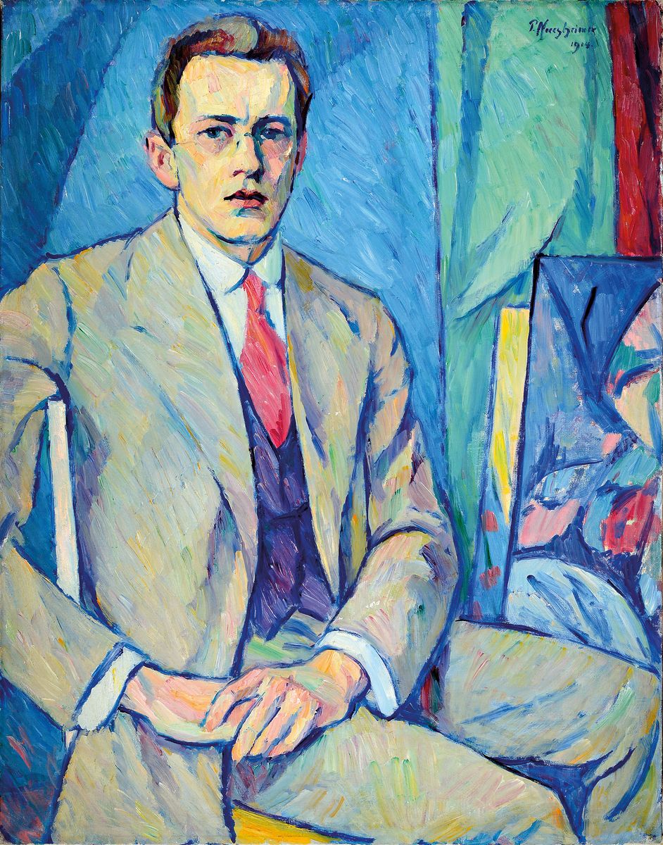 Paul Neresheimer, 1895 Amsterdam-1933 München, Dreiviertelporträt eines sitzenden Mannes, Öl/Lwd, rechts oben signiert und dat. 1914, ca. 114x90cm