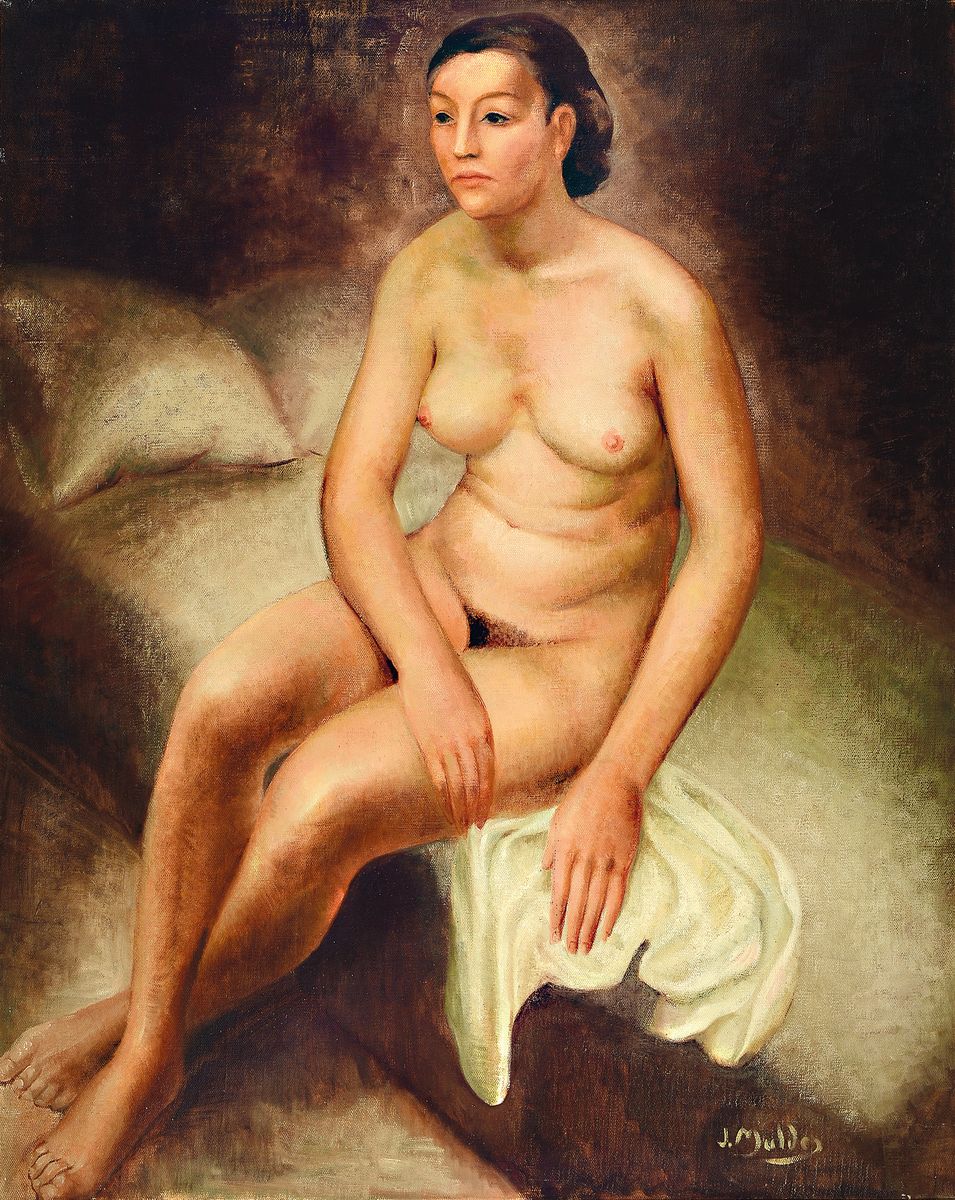 Jan Mulder, 1895-1988, sitzender weiblicher Akt, Öl/Lwd, rechts unten signiert, ca. 116x95cm, R. ca. 124x102cm