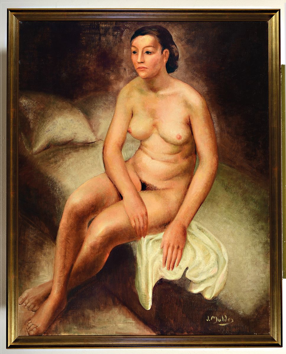 Detail k: Jan Mulder, 1895-1988, sitzender weiblicher Akt, Öl/Lwd, rechts unten signiert, ca. 116x95cm, R. ca. 124x102cm