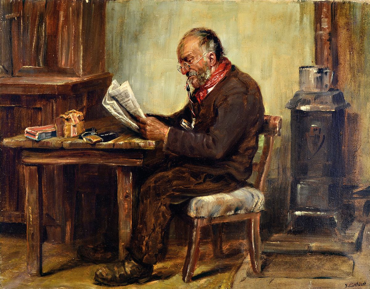Detail a: Karl Luckhardt, 1886-1970 Frankfurt am Main, 2 Arbeiten: Interieur mit Zeitung lesendem Mann am Tisch, Öl/Lwd, rechts unten signiert, ca. 60x75cm, ...