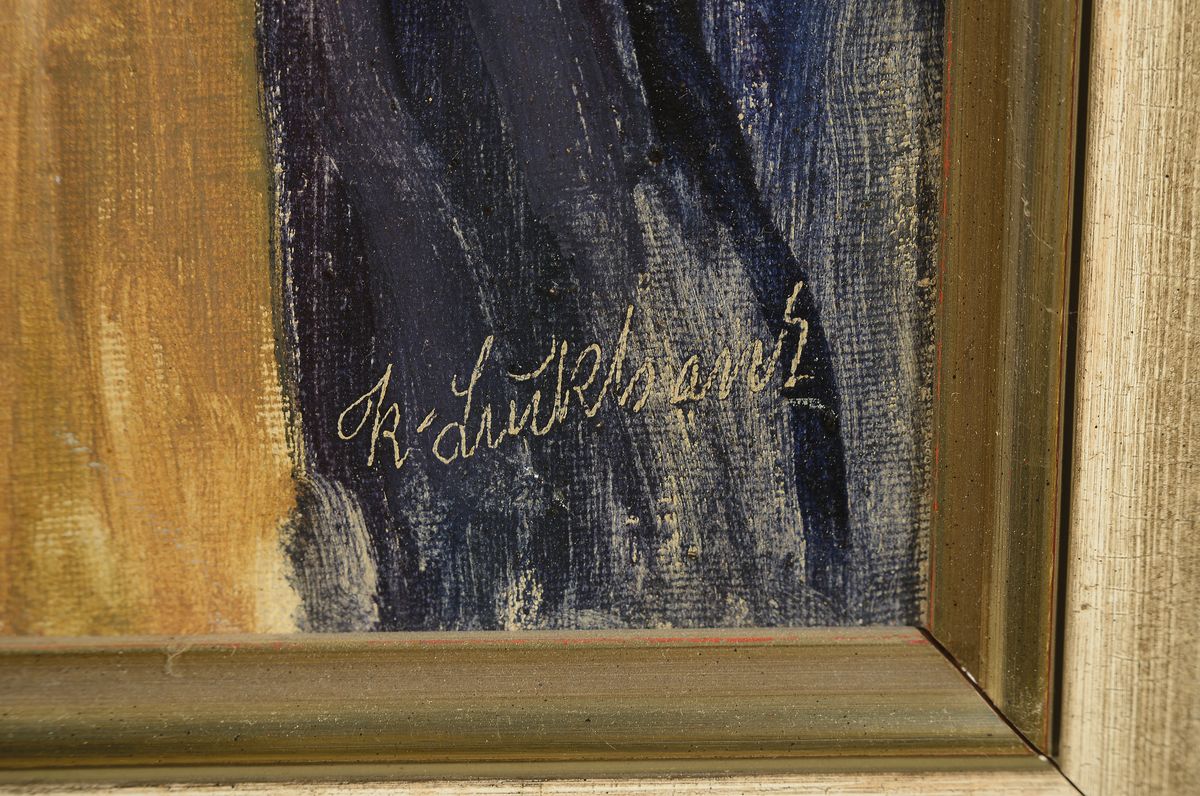 Detail c: Karl Luckhardt, 1886-1970 Frankfurt am Main, 2 Arbeiten: Interieur mit Zeitung lesendem Mann am Tisch, Öl/Lwd, rechts unten signiert, ca. 60x75cm, ...
