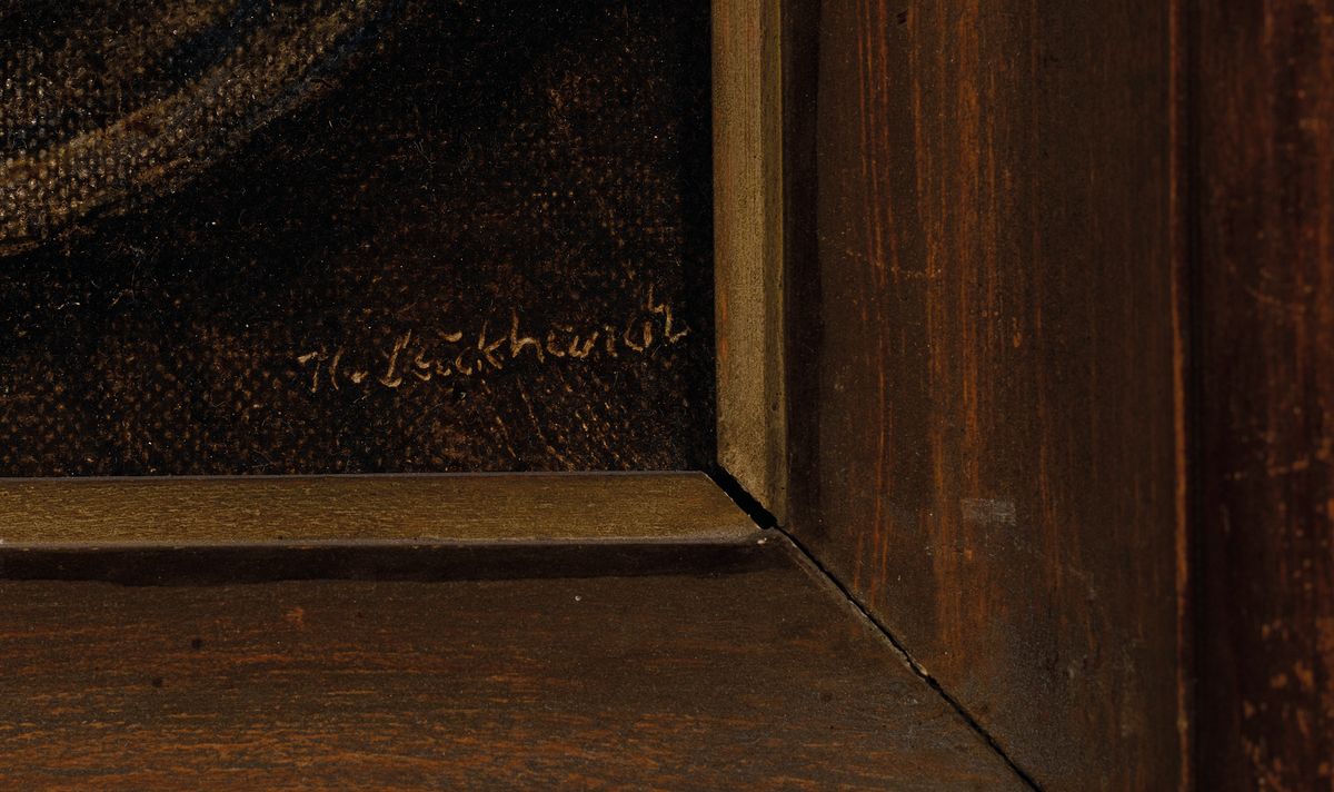 Detail b: Karl Luckhardt, 1886-1970 Frankfurt am Main, 2 Stillleben, 1x Pfirsiche auf Teller, Öl/ Malkarton, sign., ca. 20x30cm, R. ca. 31x41cm, Rosen in ...