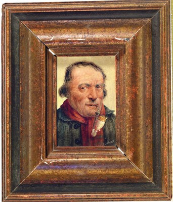 26578109k - Karl Luckhardt, 1886-1970 Frankfurt am Main, 2 male portraits, so-called character heads, peasants with tobacco pipe, oil/painting board, signed, approx. 20x15cm, frame approx. 38x33cm or 17x11cm, frame approx. 36x30cm