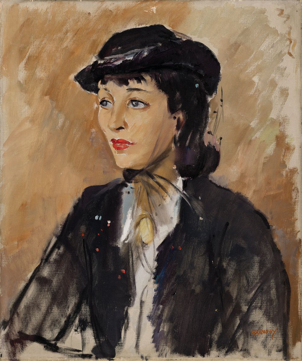 Detail k: Philip Naviasky, 1894-1983 Leeds, Studium an der Leeds School of Fine Arts u. an der Royal Academy London, Bildnis einer jungen Frau in der Mode der ...