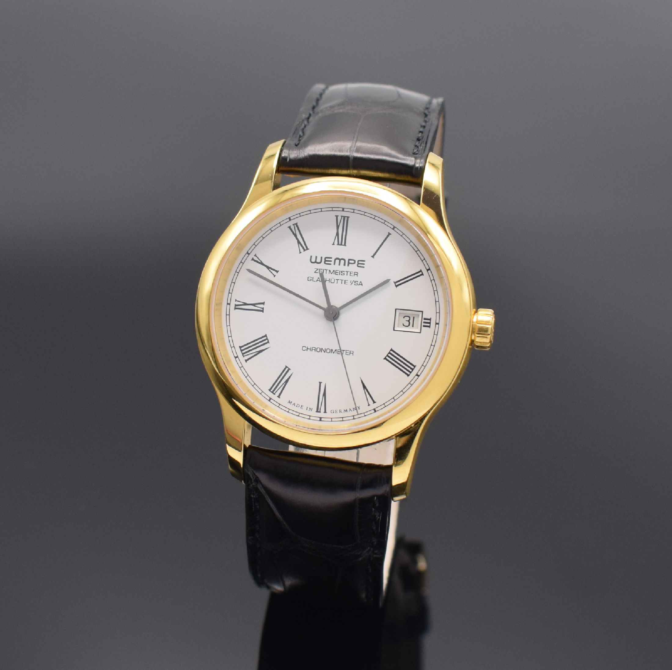 WEMPE Zeitmeister Glashütte i/SA Chronometer Herrenarmbanduhr Referenz WM140014, Deutschland um 2020, Automatik, verg. Gehäuse, Boden 6-fach ...