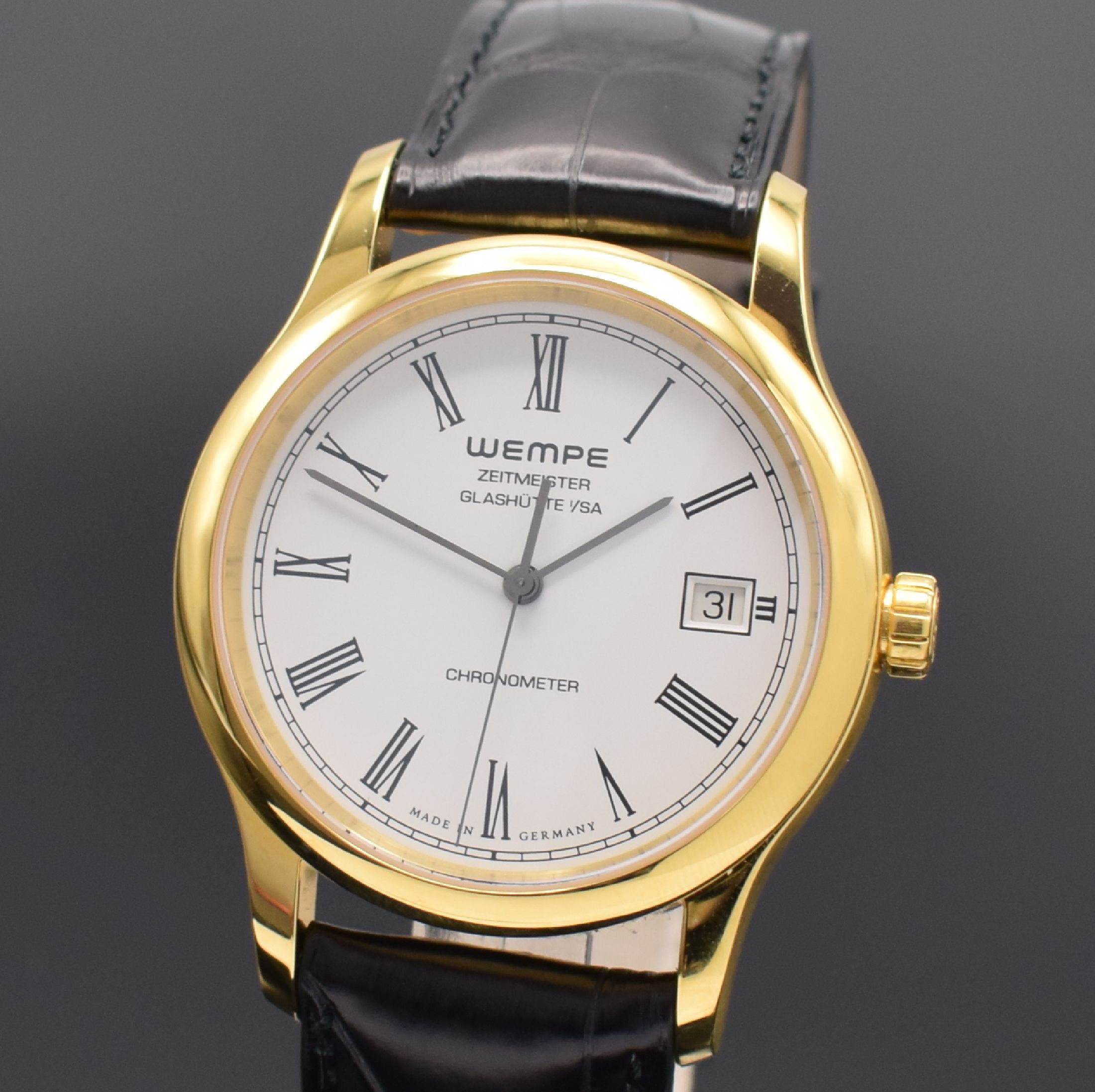 Detail a: WEMPE Zeitmeister Glashütte i/SA Chronometer Herrenarmbanduhr Referenz WM140014, Deutschland um 2020, Automatik, verg. Gehäuse, Boden 6-fach ...