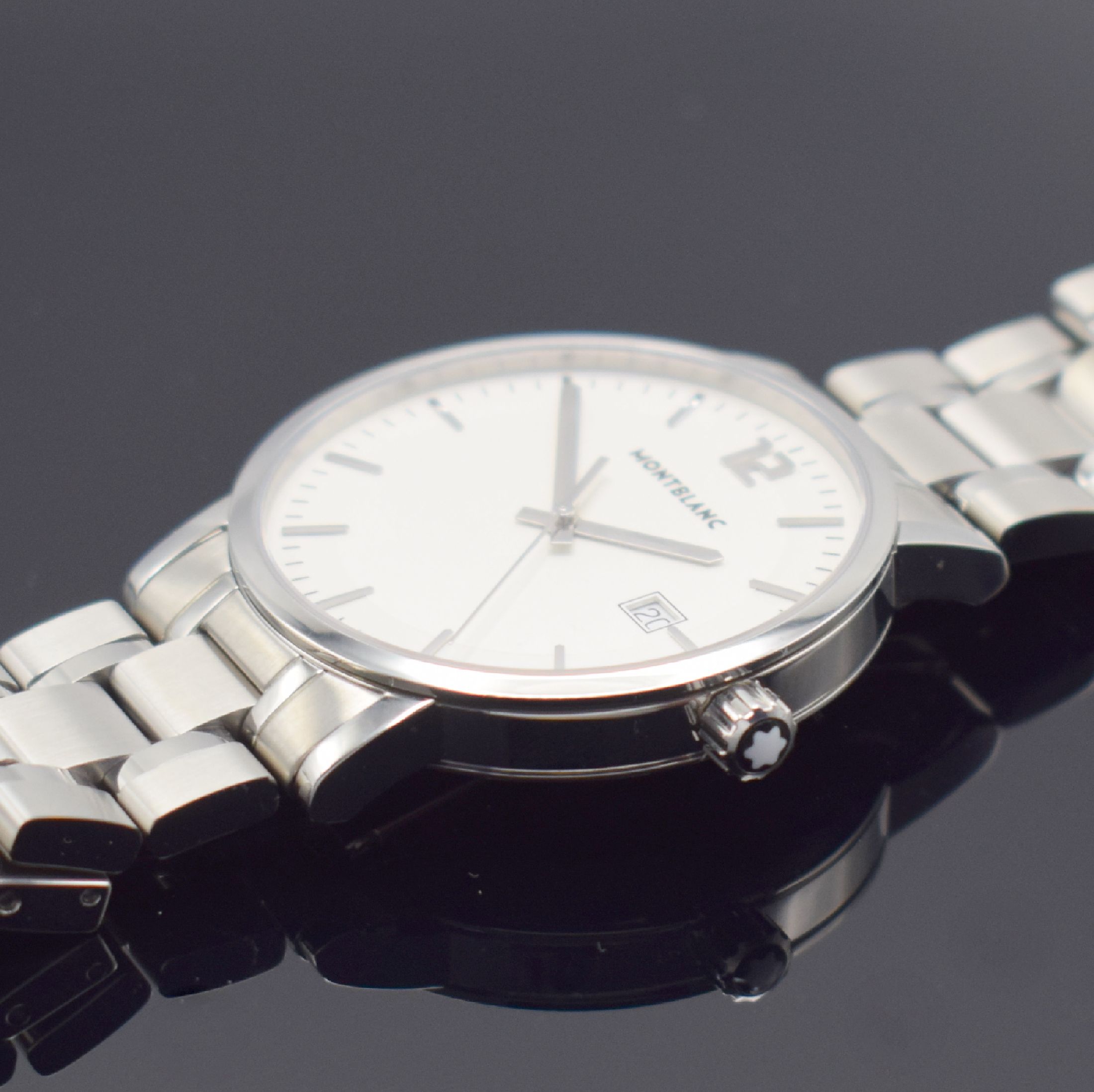 Detail c: MONTBLANC neuwertige Herrenarmbanduhr Modell Summit Referenz 7093, Schweiz um 2010, quarz, Edelstahlgeh., Boden aufgedr., Gliederband mit dopp. ...