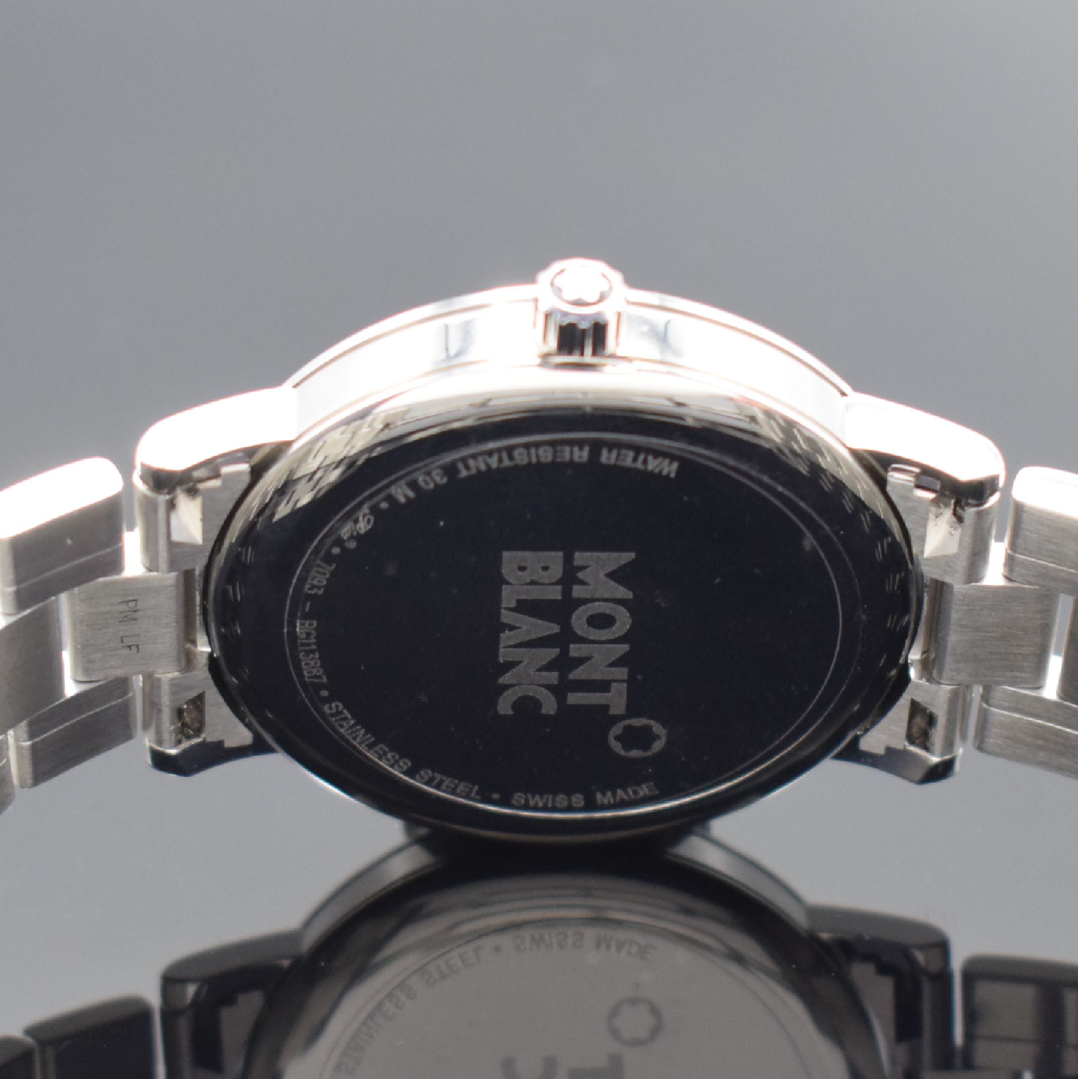 Detail d: MONTBLANC neuwertige Herrenarmbanduhr Modell Summit Referenz 7093, Schweiz um 2010, quarz, Edelstahlgeh., Boden aufgedr., Gliederband mit dopp. ...