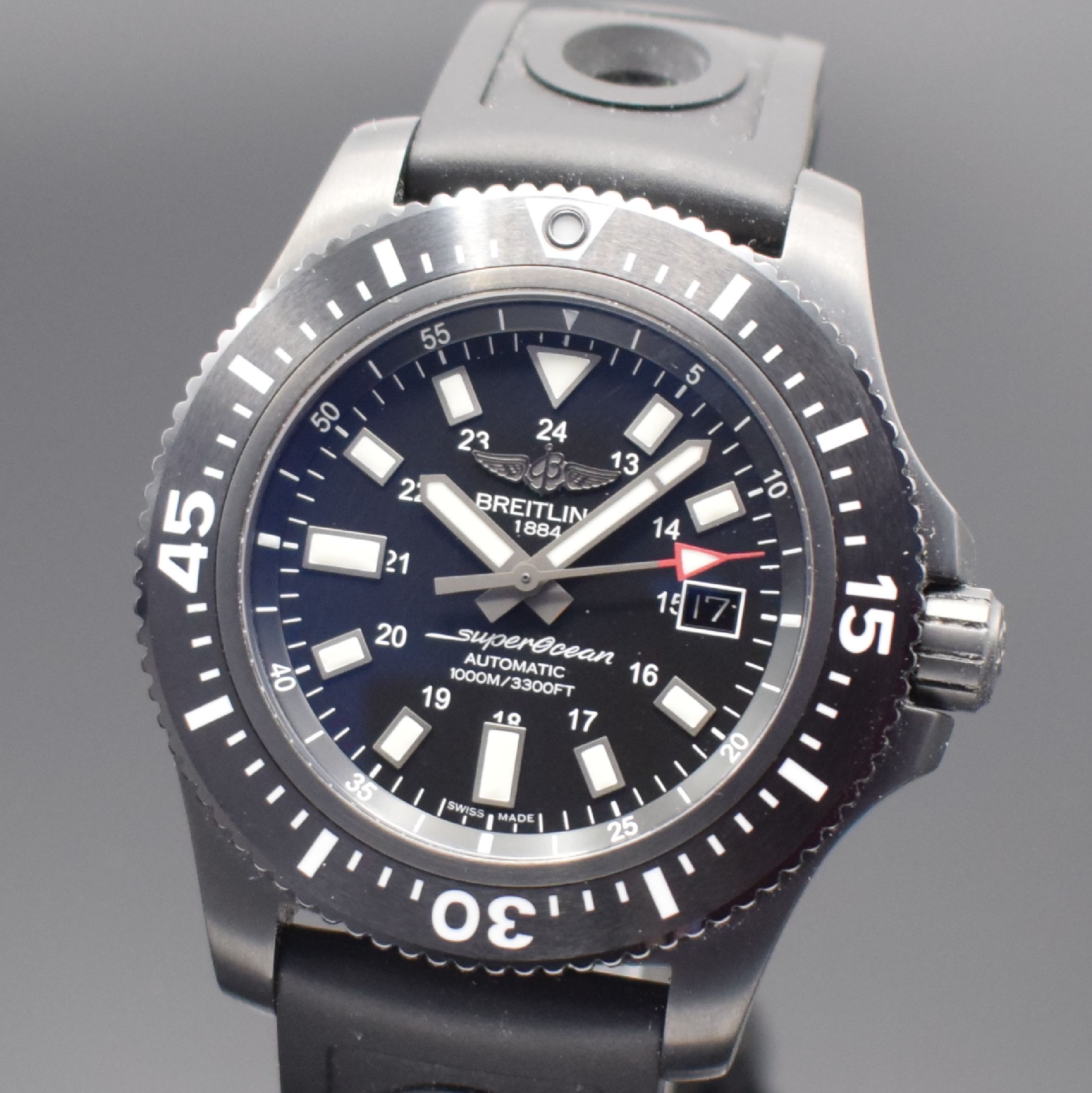 Detail a: BREITLING Herrenarmbanduhr Superocean II 44 Special Referenz M1739313/BE92, Automatik, DLC beschichtetes Edelstahlgeh. inkl. orig. Kautschukband m. ...