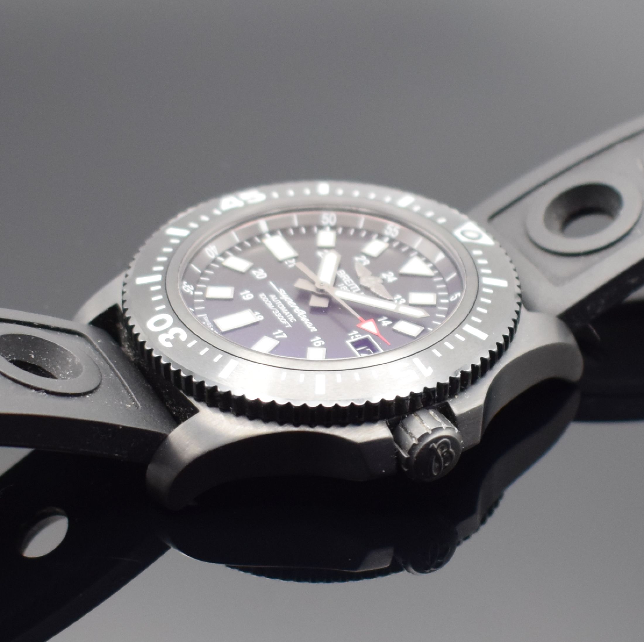 Detail c: BREITLING Herrenarmbanduhr Superocean II 44 Special Referenz M1739313/BE92, Automatik, DLC beschichtetes Edelstahlgeh. inkl. orig. Kautschukband m. ...