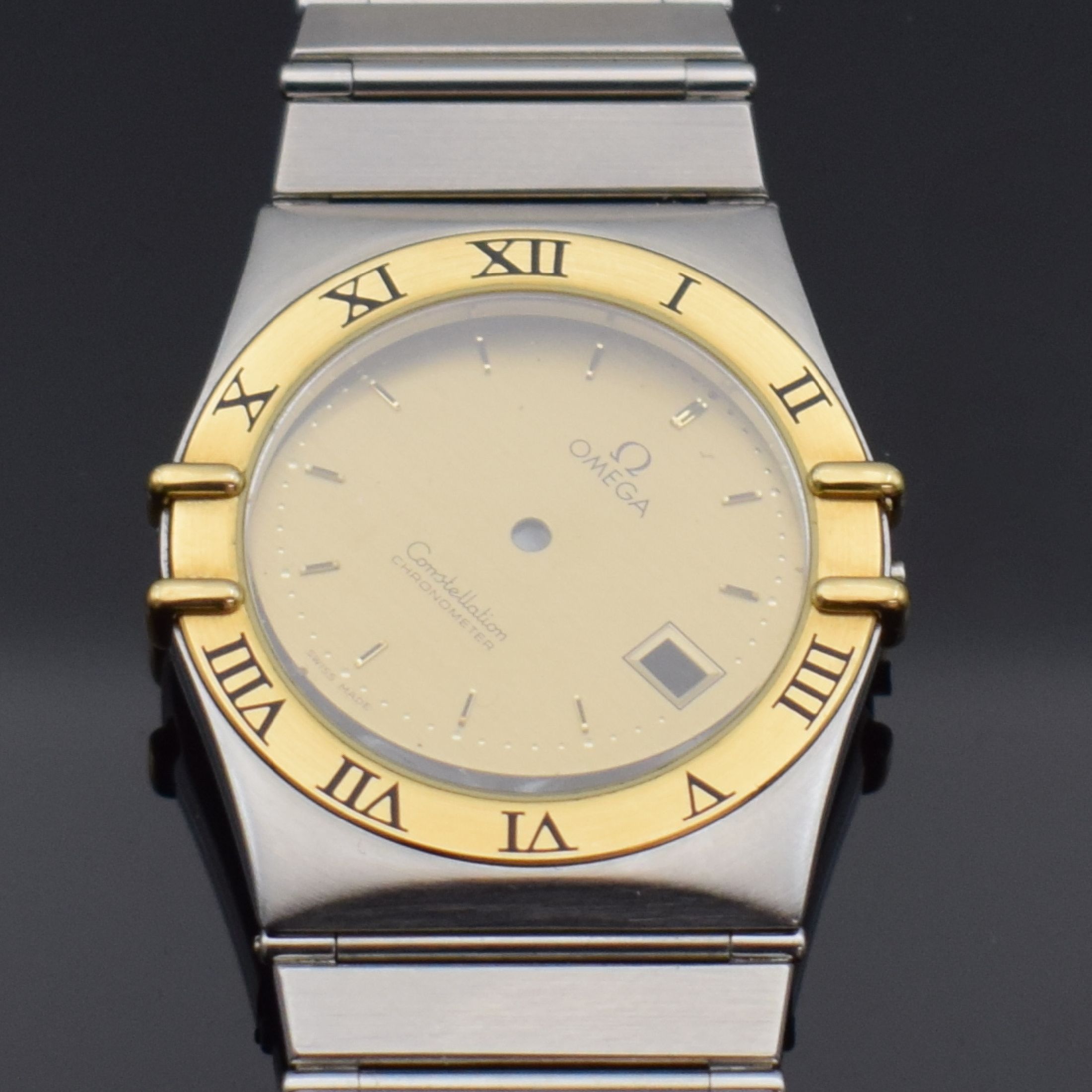 Detail a: OMEGA Constellation Gehäuse und Band inklusiveZifferblatt in Stahl/Gold, Schweiz um 1990, gedr. Geh. Ref. 396 1070 / 396 1080, Gold- Lünette m. ...