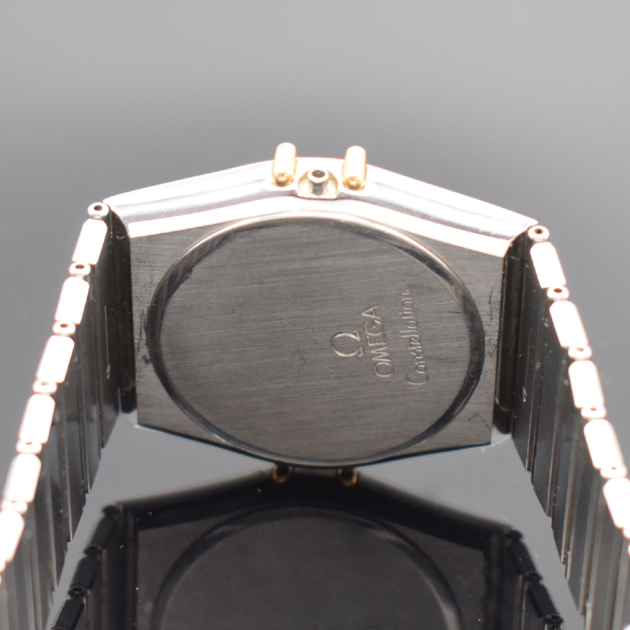 Detail c: OMEGA Constellation Gehäuse und Band inklusiveZifferblatt in Stahl/Gold, Schweiz um 1990, gedr. Geh. Ref. 396 1070 / 396 1080, Gold- Lünette m. ...