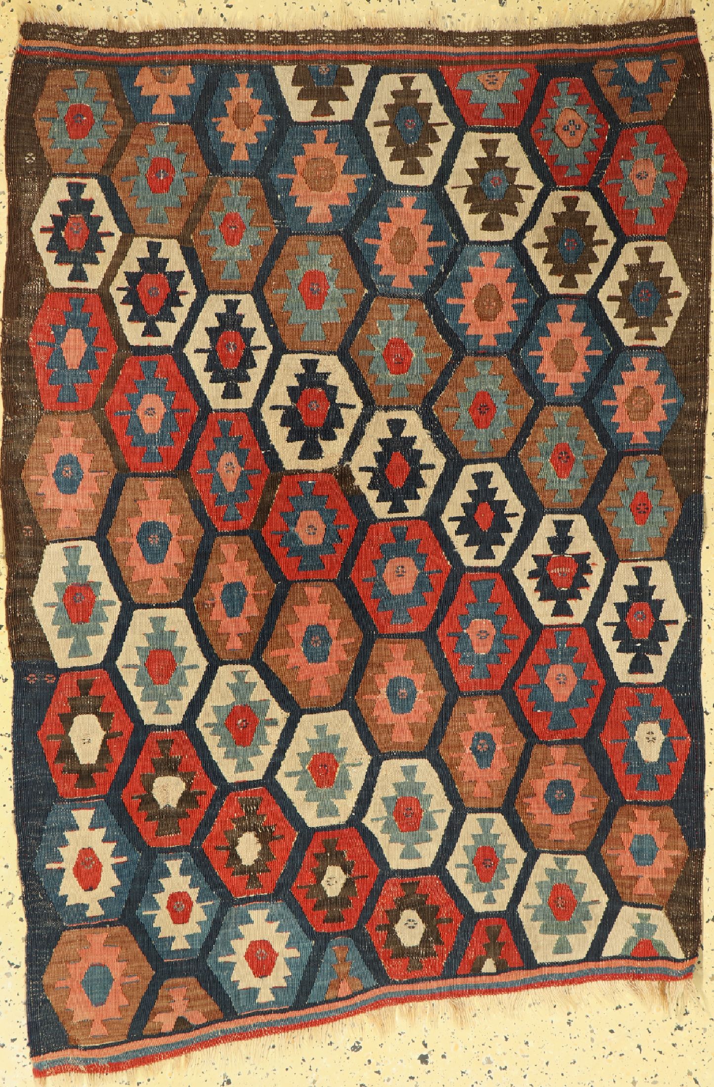 Waramin Kelim antik, Persien, 19.Jhd, Wolleauf Wolle, ca. 150 x 100 cm, EHZ: 3