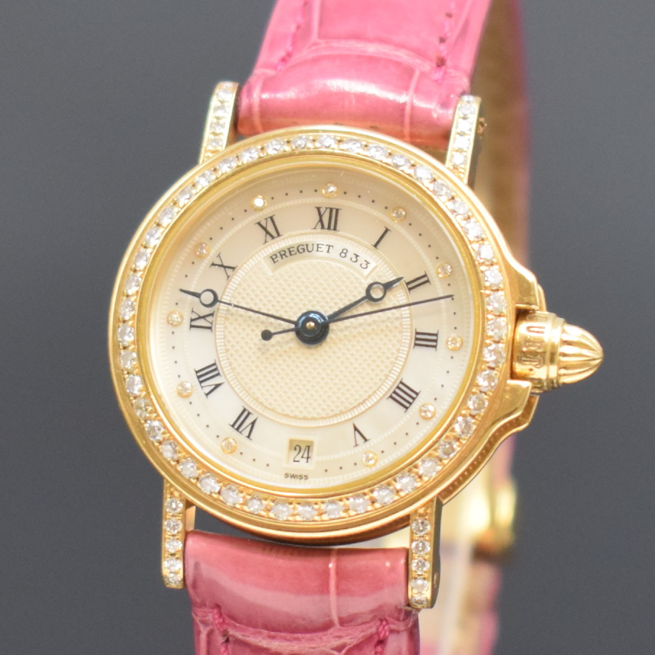Detail a: BREGUET Marine feine Damenarmbanduhr Referenz BA 8401, Schweiz um 2005, Automatik, Geh. in GG 750/000 aufwendig mit Diamanten bes., Boden 6-fach ...