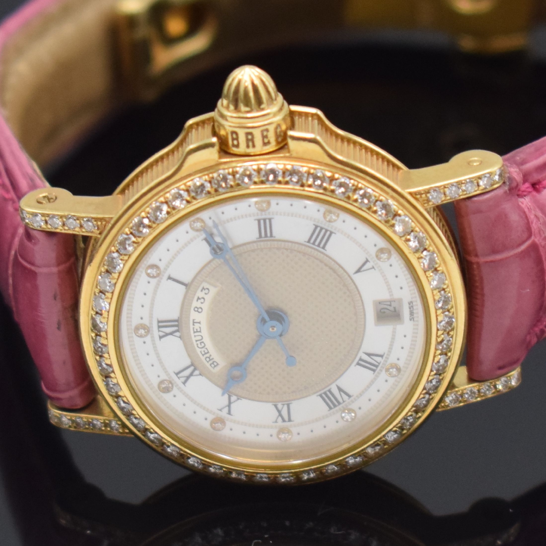 Detail c: BREGUET Marine feine Damenarmbanduhr Referenz BA 8401, Schweiz um 2005, Automatik, Geh. in GG 750/000 aufwendig mit Diamanten bes., Boden 6-fach ...