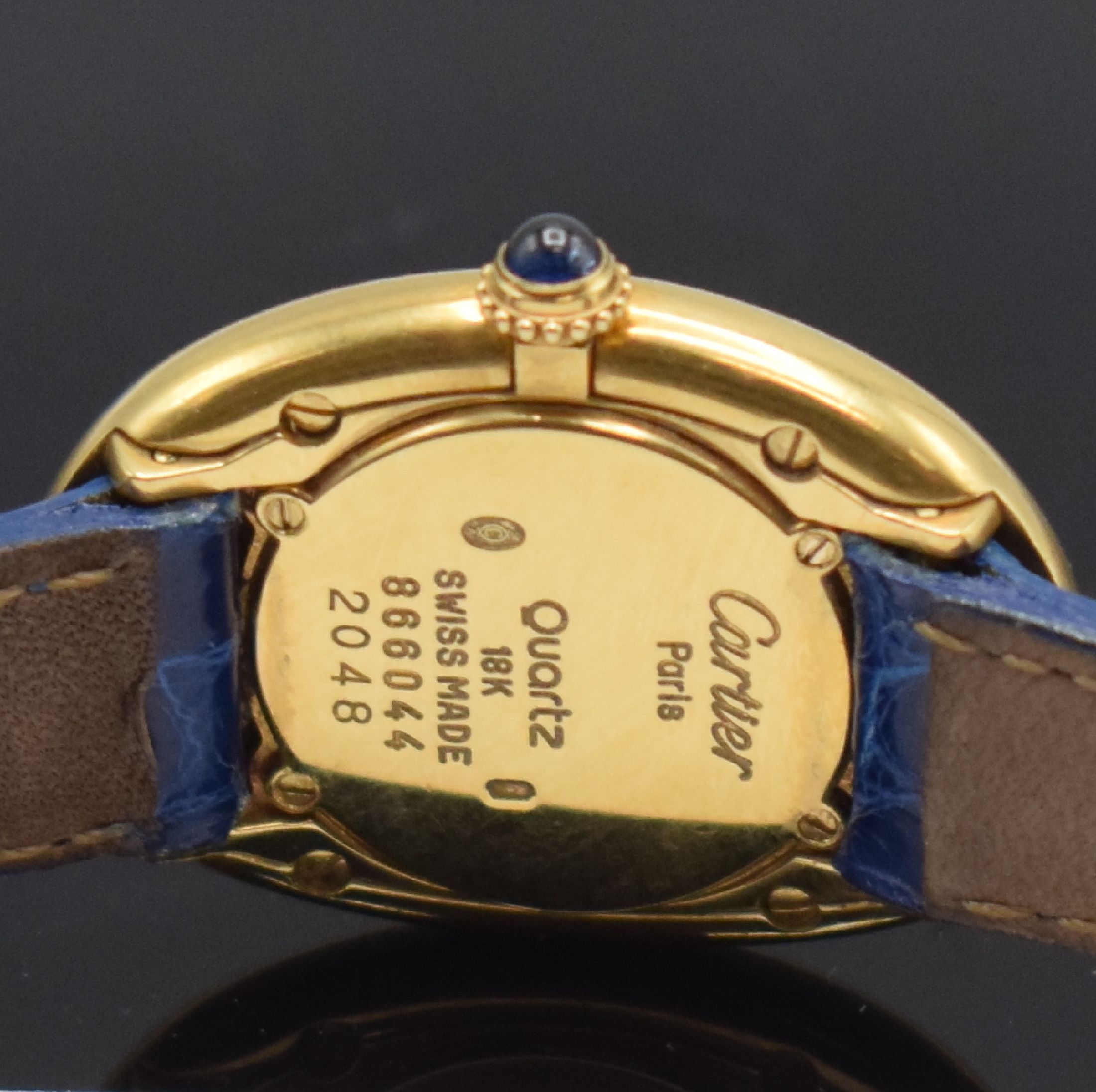 Detail b: CARTIER Paris Damenarmbanduhr Serie Baignoire in GG 750/000, Schweiz um 1990, quarz, Boden 4-fach verschr., vers. Zifferbl. m. röm. Std., gebl. ...