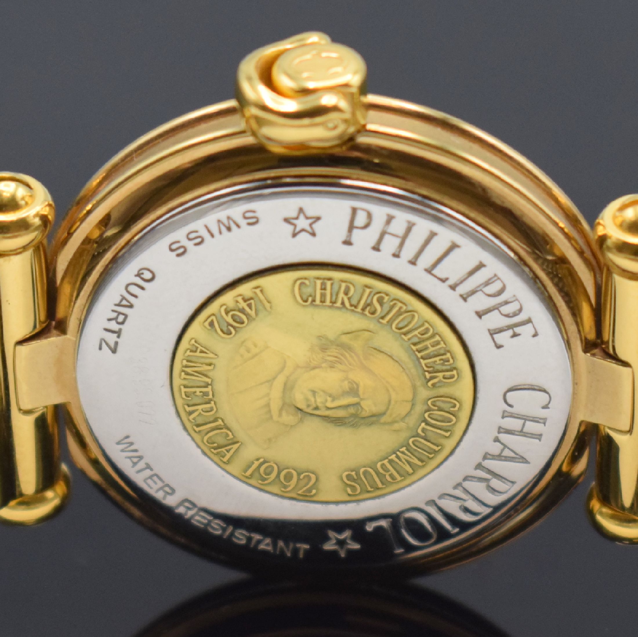 Detail c: PHILIPPE CHARRIOL Herrenarmbanduhr mit Vollkalender, Schweiz um 1995, quarz, verg. Geh., Boden aufgedr., Kordel-Stahlband, weißes Zifferbl. m. röm. ...