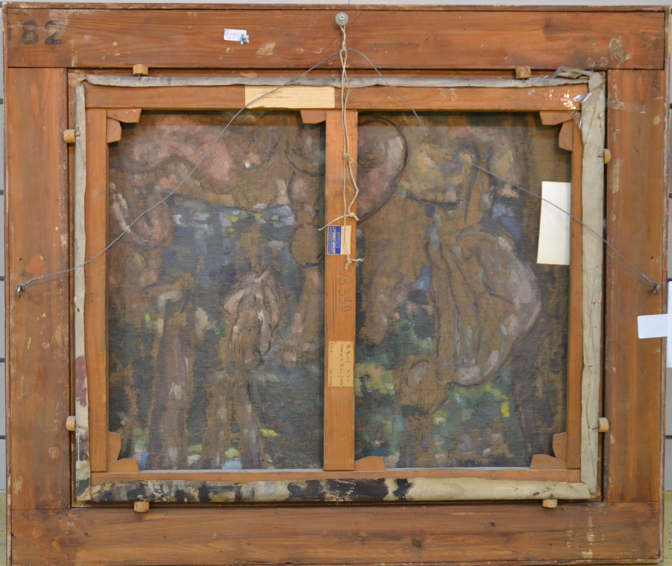 Detail f: Albert Andre, 1869-1954, Straßenszene, "Village de Bievres", so verso auf altem Etikett bez., rechts unten signiert, Öl/Lwd, Leinwand ...