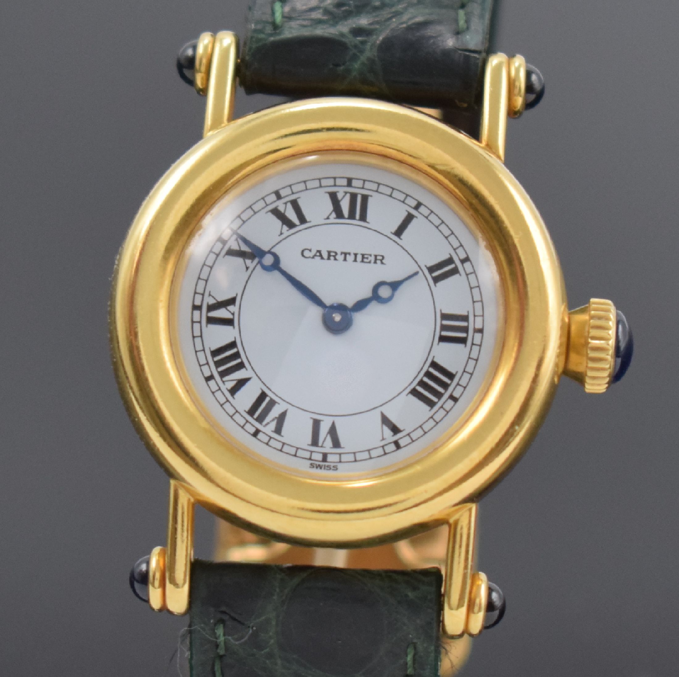 Detail a: CARTIER Diabolo Damenarmbanduhr in GG 750/000 Referenz 1440 0, Schweiz um 2000, quarz, Boden 6-fach verschr., Lederband zu ers., orig. GG 750/000 ...