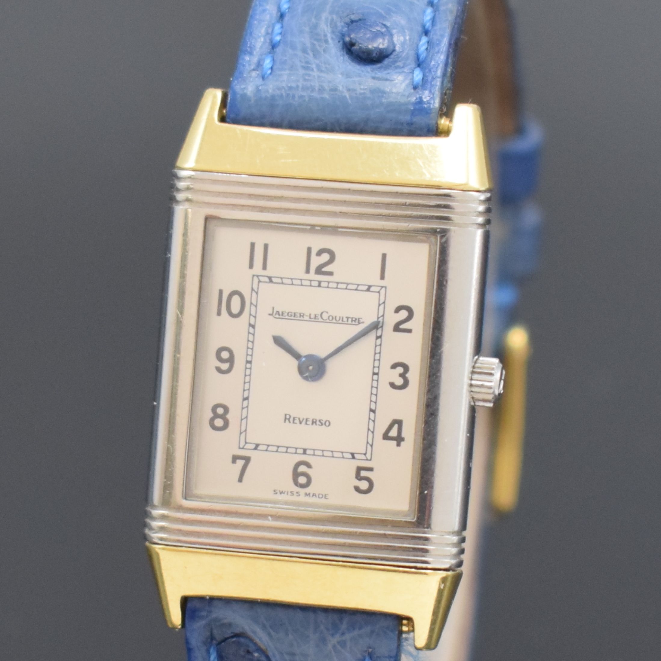 Detail a: Jaeger-LeCoultre Reverso Damenarmbanduhr in Edelstahl und Gold Referenz 261.5.08, Schweiz um 2000, quarz, drehbares Wendegehäuse, silb. ...