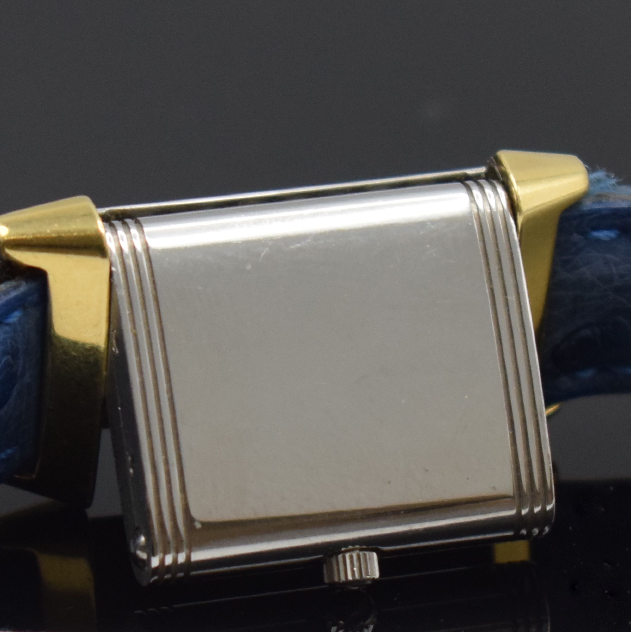 Detail f: Jaeger-LeCoultre Reverso Damenarmbanduhr in Edelstahl und Gold Referenz 261.5.08, Schweiz um 2000, quarz, drehbares Wendegehäuse, silb. ...